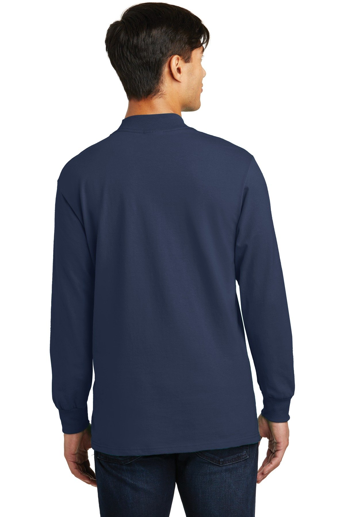 Port & Company PC61M Mock Turtleneck Long Sleeve Shirt for Men & Women - Comfortable Stretch Cotton Blend for Work, Casual Wear & Layering