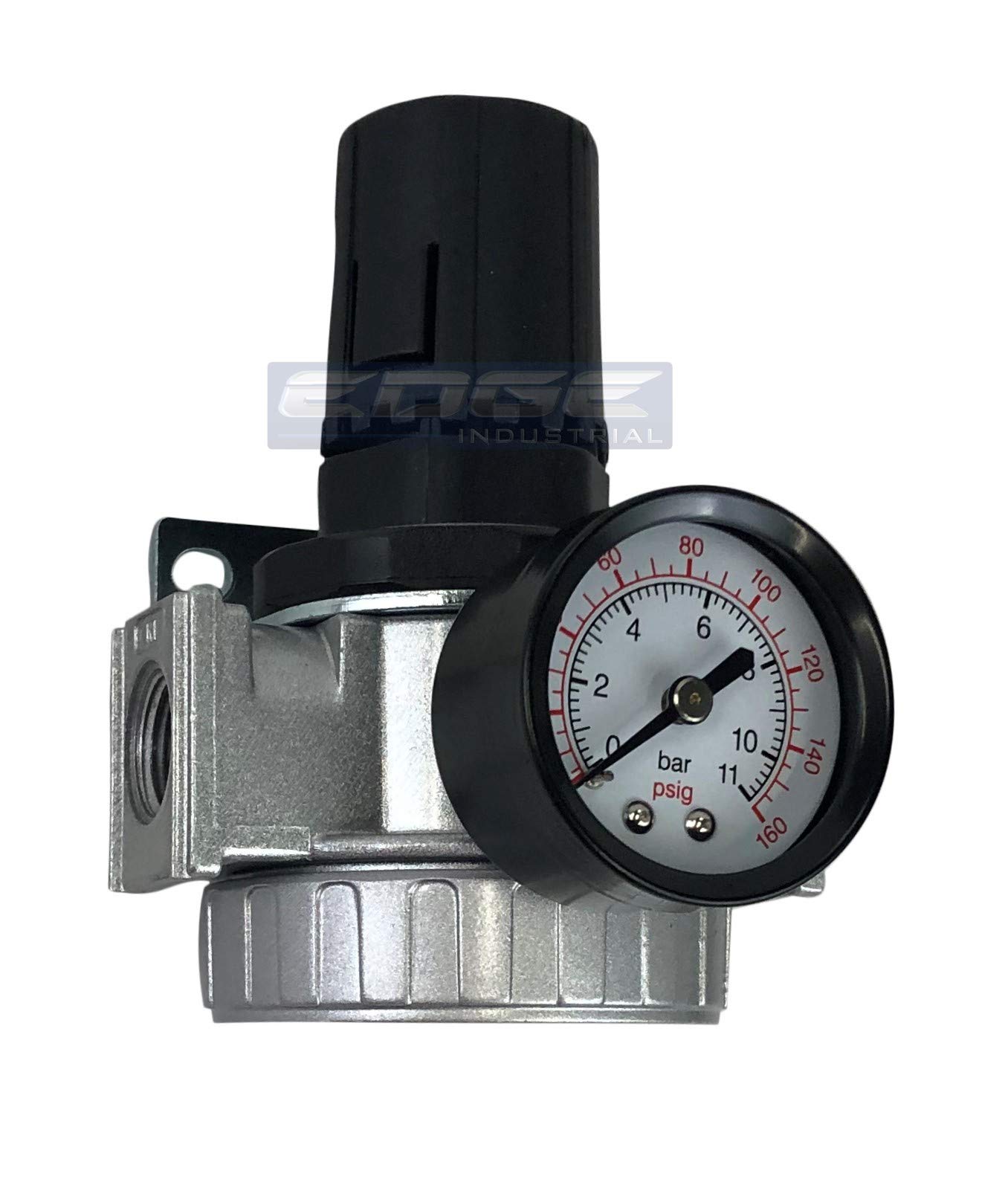 Industrial-Grade Mid Flow Air Pressure Regulator for Compressed Air Systems - Adjustable 7-145 PSI, 3/8