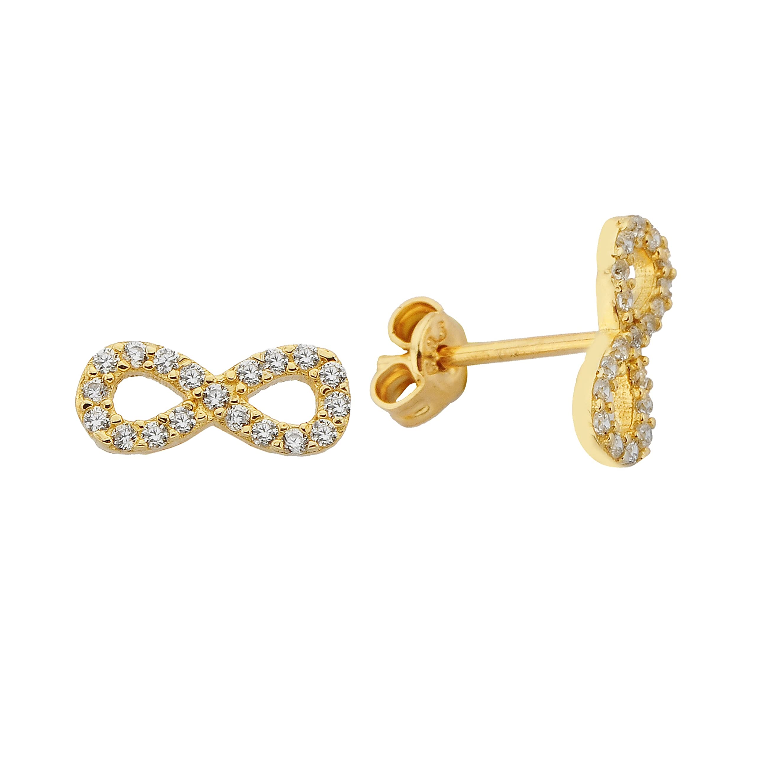 14K Solid Gold Infinity Stud Earrings for Women - Hypoallergenic Luxury Jewelry | Perfect Birthday, Anniversary & Valentine's Day Gift for Her | Everyday Wear, Date Night & Special Occasions