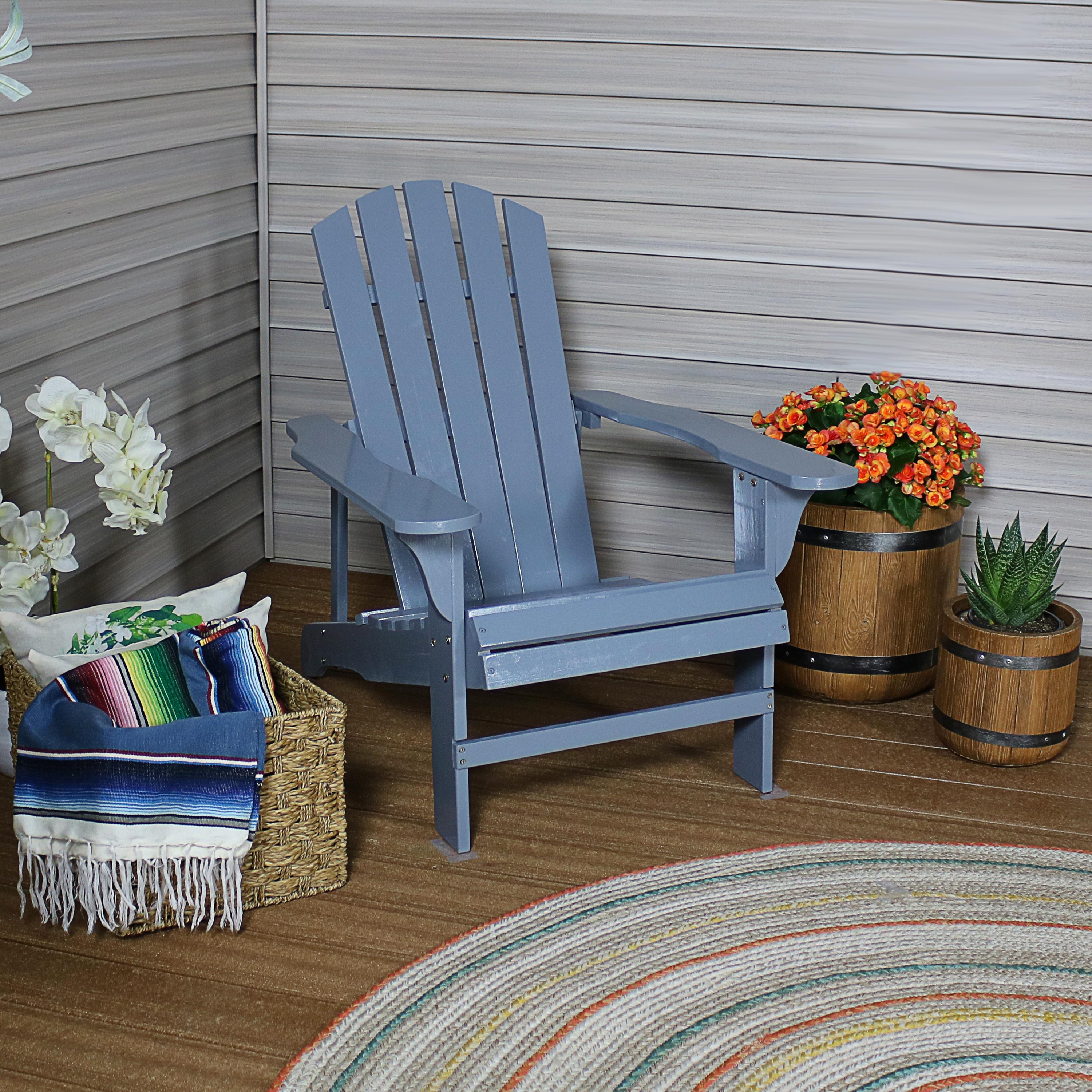 Coastal Bliss Wooden Adirondack Chair - Weather-Resistant Outdoor Patio Furniture for Beach, Garden & Backyard Relaxation