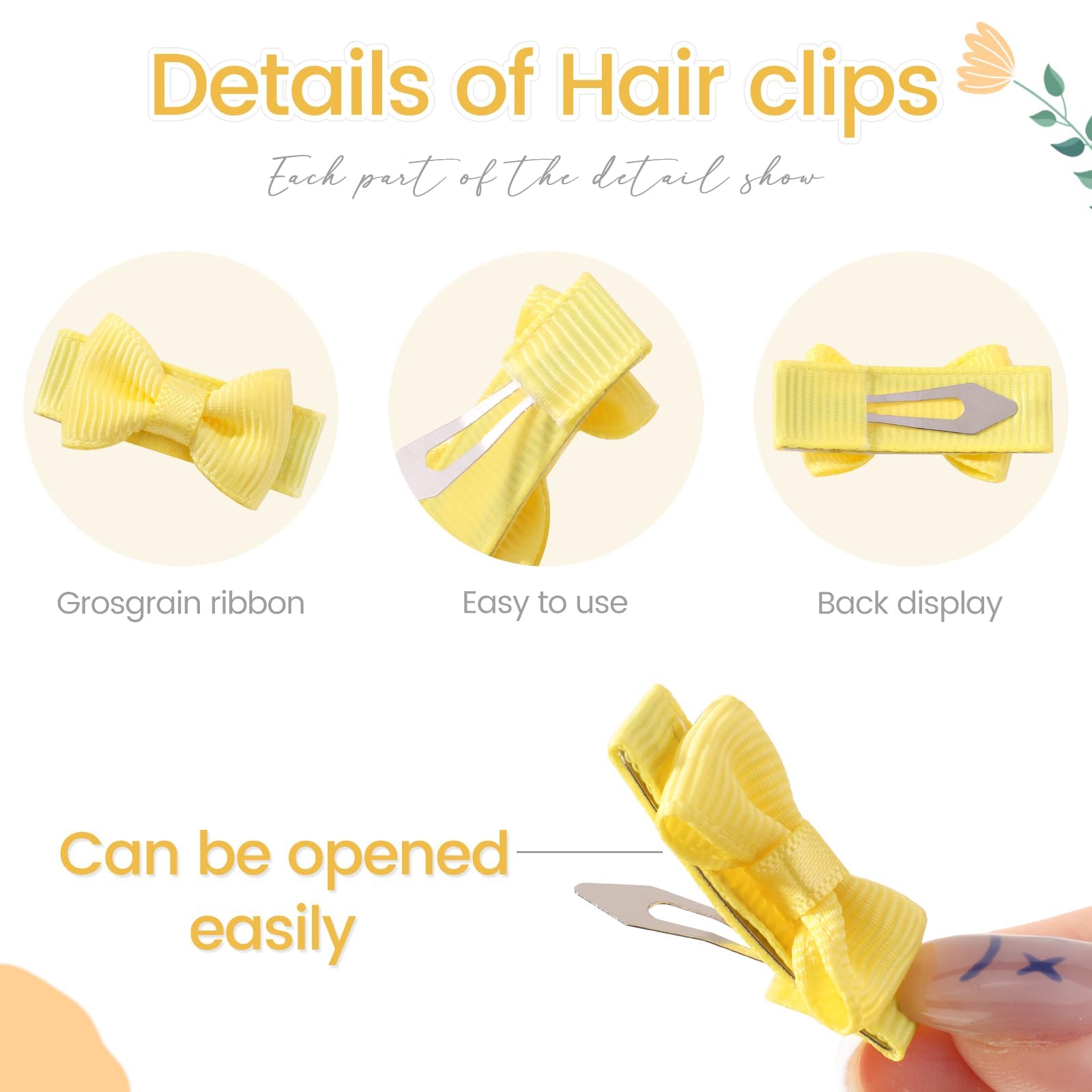 50PCS Baby Girls Snap Hair Clips - 1.2