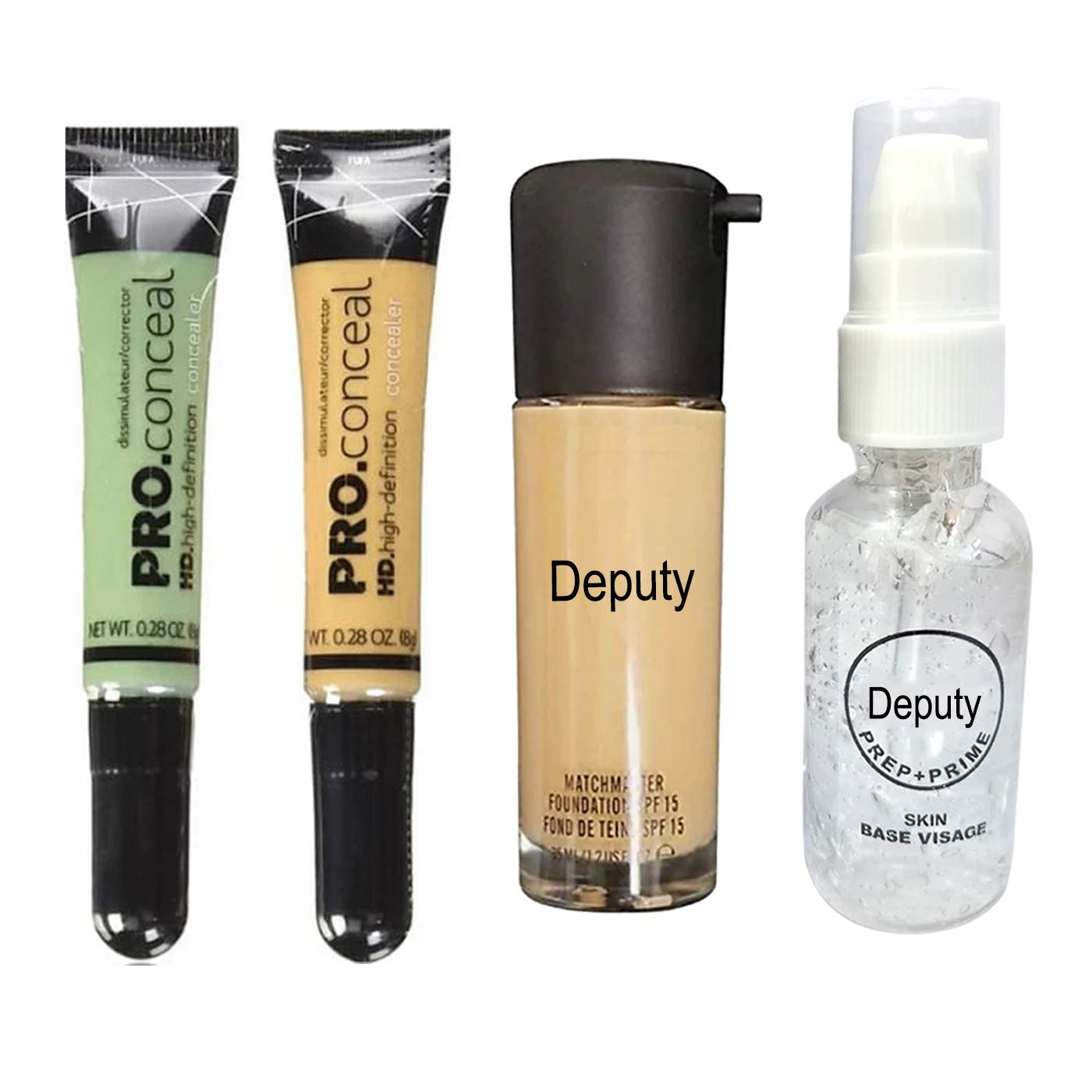Deputy HD Pro Concealer - Green & Yellow Color Correcting, Waterproof Foundation & Face Makeup Primer (4-Piece Set) for Dark Circles, Blemishes & Redness | Perfect for Everyday Makeup & Professional Use