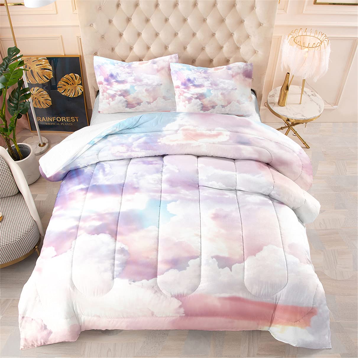 EDUMEYA King Size Nebula Space Comforter Set - Colorful Tie Dye Cloud & Star Pattern Bedding for Kids & Teens (1 Comforter + 2 Pillowcases) - Perfect for Galaxy Themed Bedrooms, Sleepovers & Space Enthusiasts