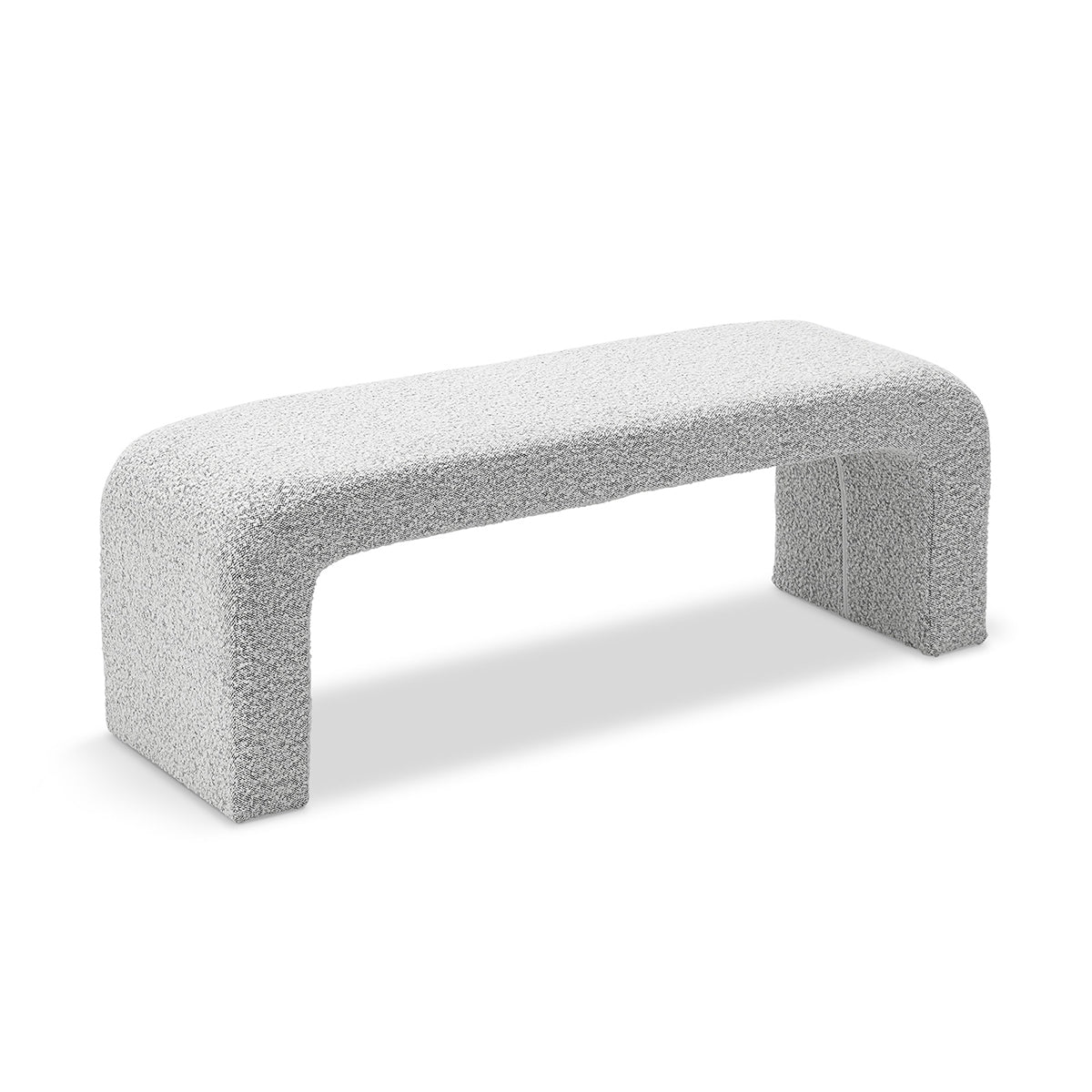 Camille Boucle Arch Bench - Modern Upholstered Accent Bench with Curved Design for Living Room, Bedroom, or Entryway