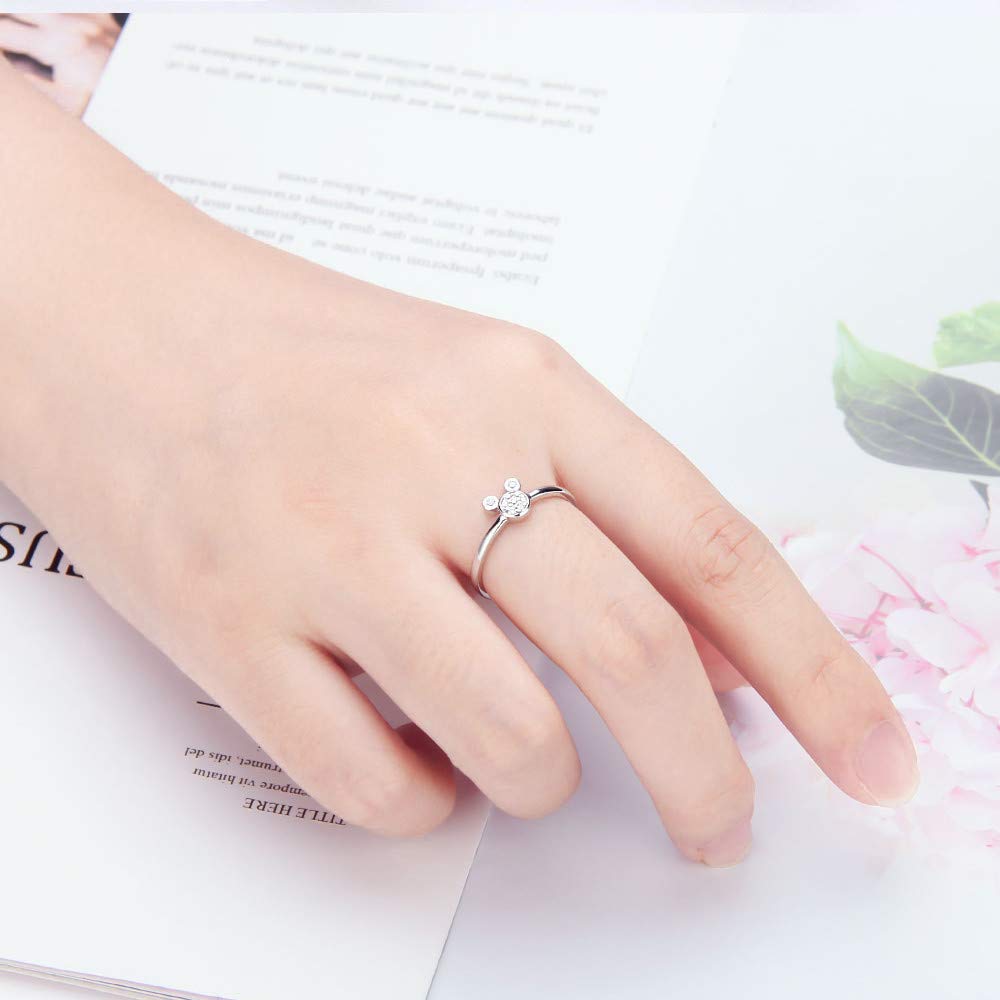925 Sterling Silver CZ Mini Mouse Rings for Women - Elegant Animal Jewelry Gift for Her, Perfect for Birthday, Anniversary & Everyday Wear