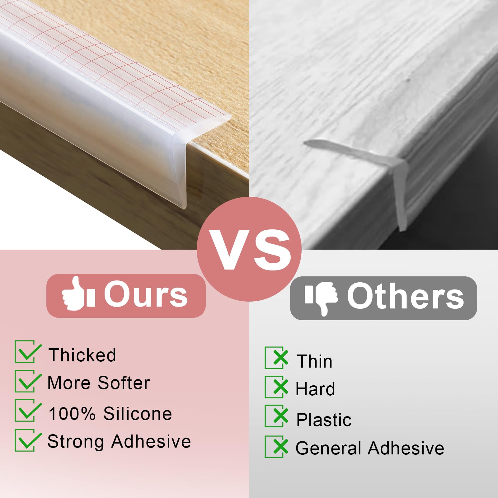 100% Silicone Baby Proofing Corner Protectors - Soft Edge Guards & Furniture Safety Bumpers with Strong Adhesive for Sharp Corners - Perfect for Childproofing Homes, Offices & Daycare Centers
