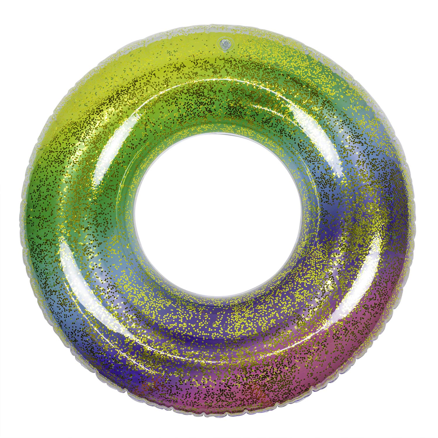 Poolmaster Rainbow Glitter Inflatable Swimming Pool Tube Float - Fun Summer Pool Party, Beach & Lake Floating Accessories for Adults & Kids