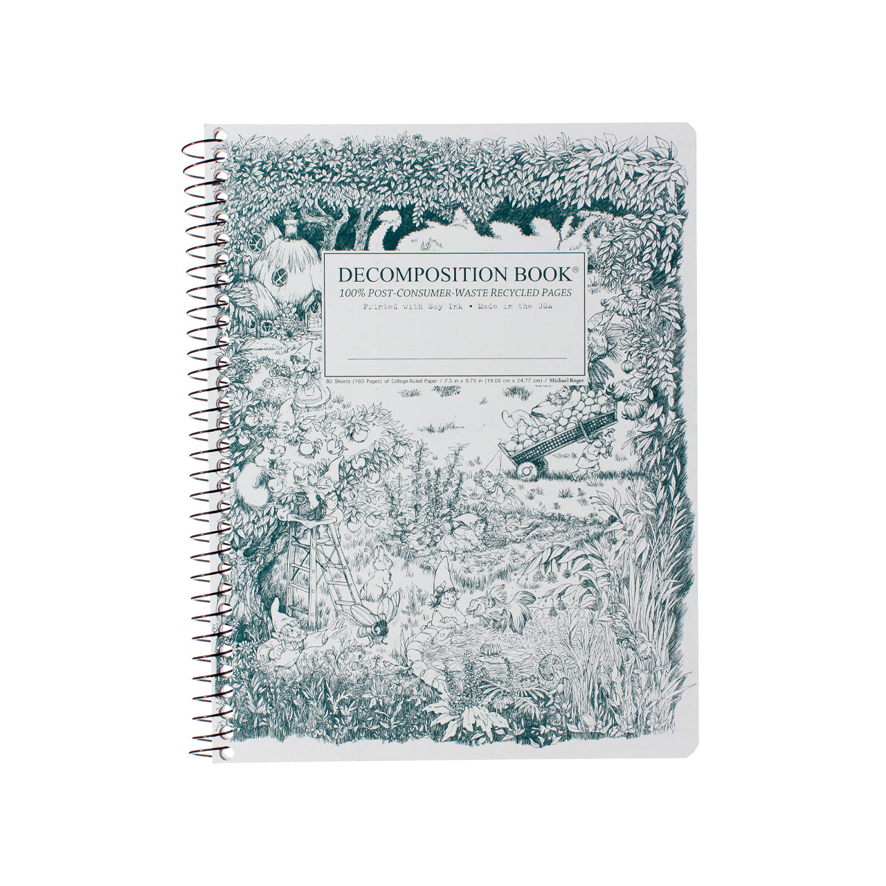 Large Gardening Gnomes Spiral Notebook - Lined Journal for Writing, Note Taking & Sketching - Perfect for Gardeners, Plant Lovers & Outdoor Enthusiasts