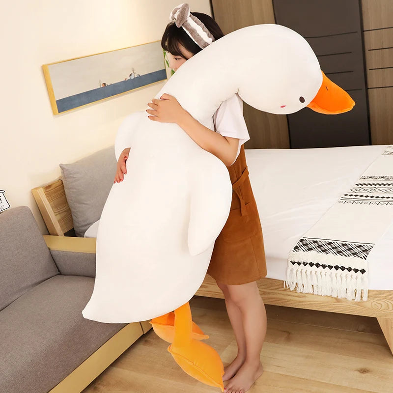 Big White KAWAI Plush Duck Toy - Cute Sleeping Pillow, High Quality Stuffed Animal, Funny Sweet Gift for Friends & Kids | Perfect for Bedtime, Nursery Decor, and Birthday Presents