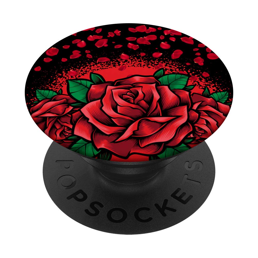 Rose Petals Floral Pattern Red Flower PopSockets PopGrip - Swappable Phone Grip for iPhone, Samsung & Tablets | Perfect for Valentine's Day, Weddings & Photo Props
