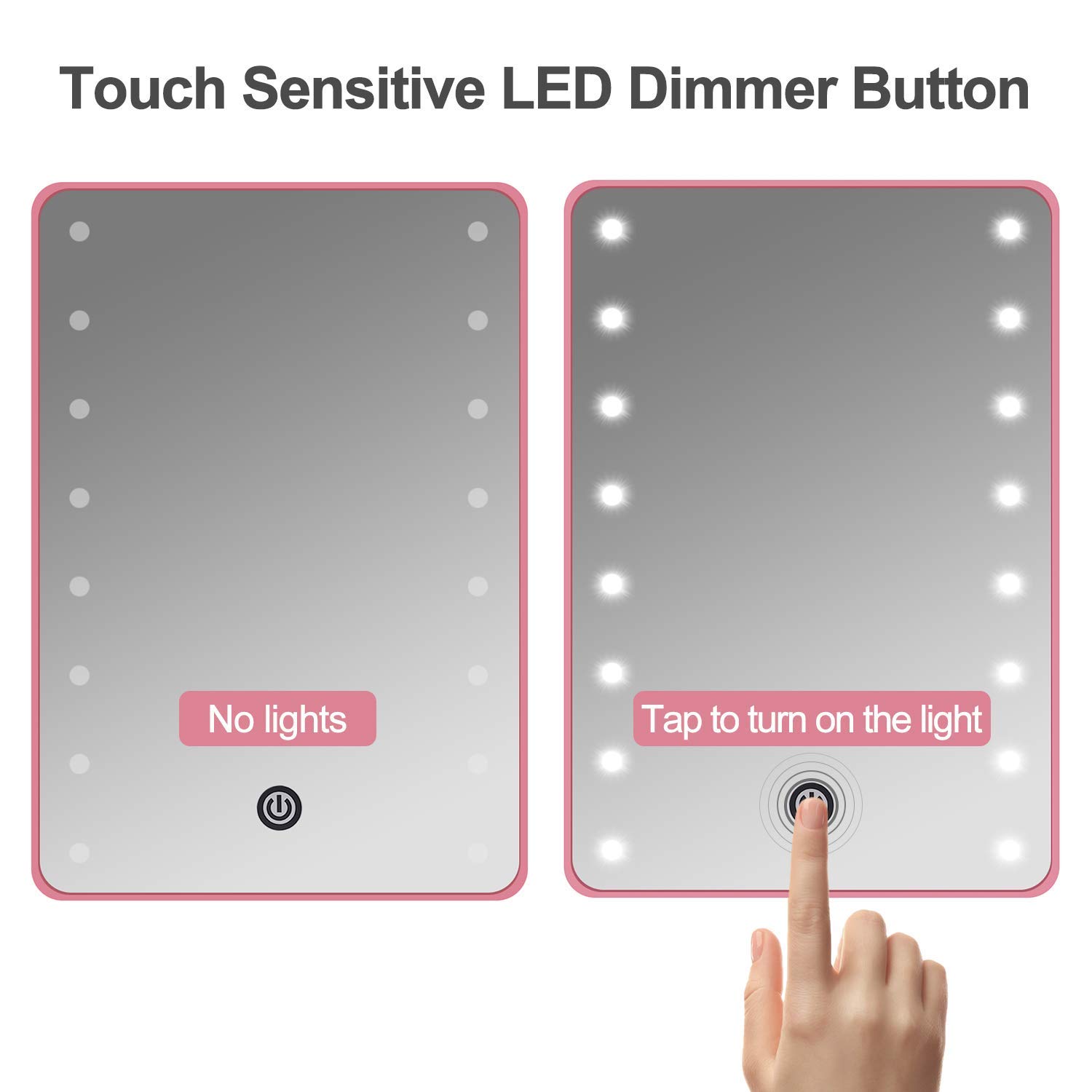 LED Makeup Mirror with Touch Screen & 16 Adjustable Lights - for Home, Bathroom & Travel