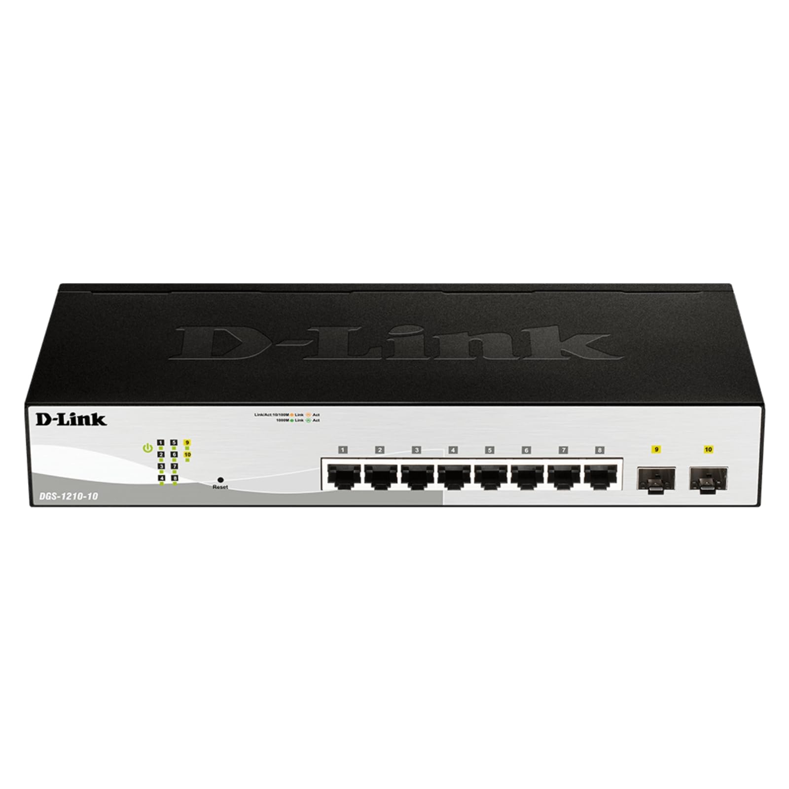 D-Link DGS-1210-10 10-Port Gigabit Smart Managed Switch with 8 GbE & 2 SFP Ports, L2+ Features, VLAN Support, Cable Diagnostics - Web Managed for Home Office, Small Business Network Setup | Desktop/Rackmount | Fanless Design | NDAA Compliant | Lifetime Warranty