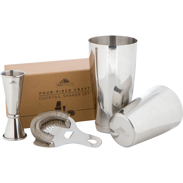 Premium Stainless Steel Cocktail Shaker Set (4-Piece) - Bar Tools for Mixing Martinis, Margaritas & Cocktails at Home or Professional Bars