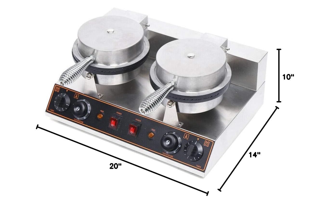 Commercial Double Head Waffle Maker - 1750W Electric Waffle Iron with Nonstick Plates, Stainless Steel Housing for Pancakes, Donuts, Paninis & Hash Browns - Perfect for Restaurants, Cafes & Home Breakfast Cooking