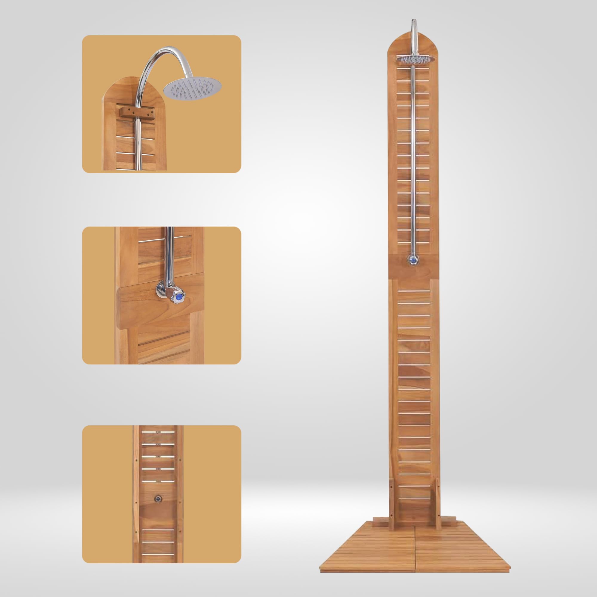 Premium Teak Wood Outdoor Shower Kit - 80.3