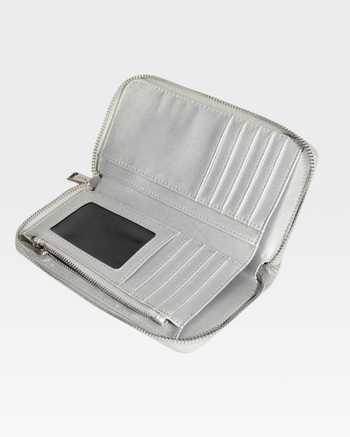 Silver Clutch Wallet for Women - Slim RFID Blocking Credit Card Holder - Perfect for Parties, Travel & Everyday Use