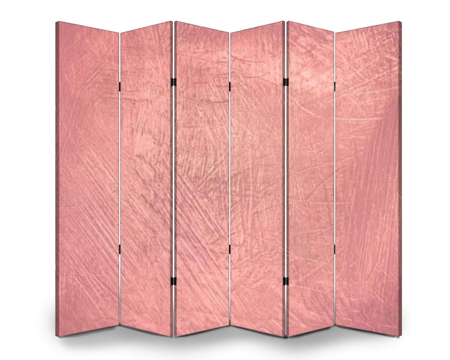 6-Panel Rose Gold Metal Room Divider - Folding Privacy Screen for Indoor/Outdoor Use | Freestanding Partition with Luxe Soft Foil Background | Perfect for Home Office, Studio, or Event Space