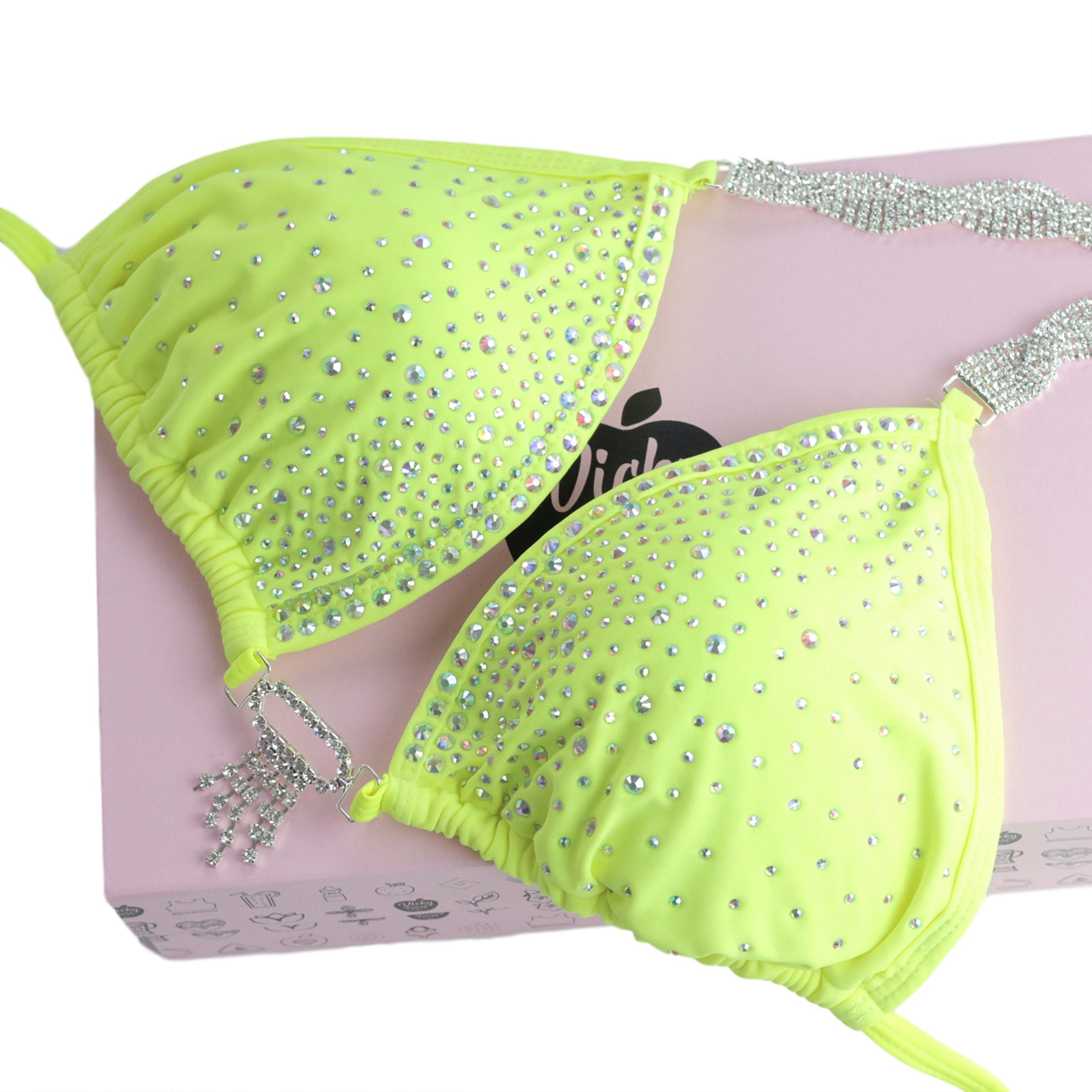 IFBB Competition Bikini Suit - High-Quality Neon Yellow Designer NPC Swimsuit for Bodybuilding Shows | Perfect for Fitness Competitions & Beach Wear