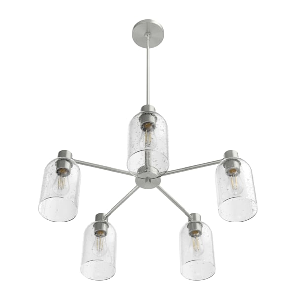 Hunter Lochemeade 5-Light Brushed Nickel Chandelier - Elegant Dining Room & Bedroom Ceiling Light Fixture for Modern Home Decor