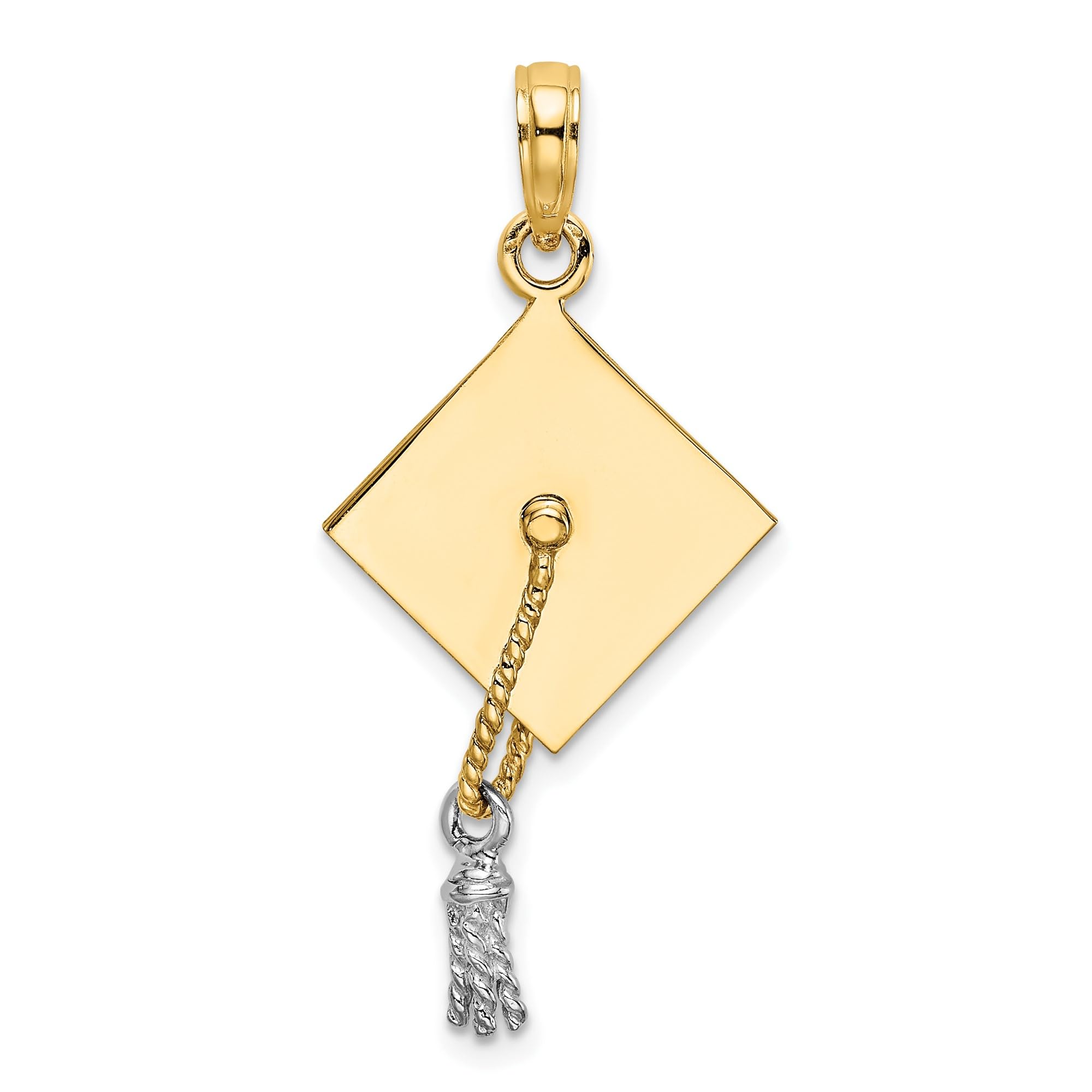 10K Solid Yellow Gold Graduation Cap Tassel Necklace - Elegant Dangling Pendant Charm for Graduation Gifts, Prom, School Events & Special Occasions