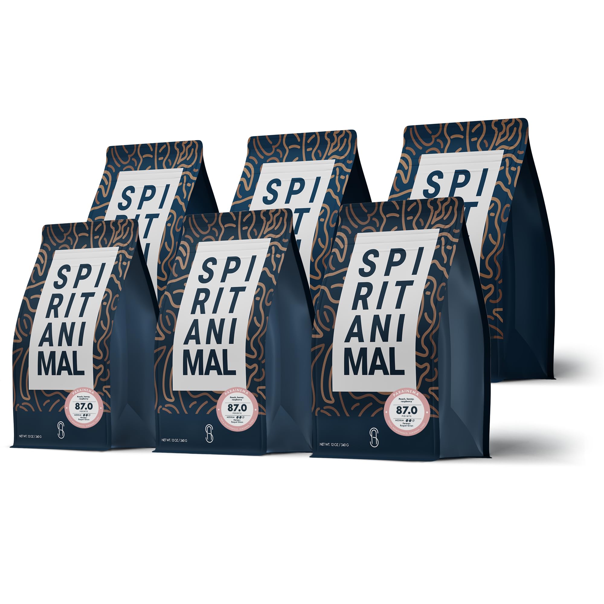 Spirit Animal Coffee - Medium Roast Ground Coffee, 6-Pack Value Set (4.5 lb), Non-GMO, Low Acid, Honduras Sourced - Perfect for Home Brewing, Office Use & Gifts