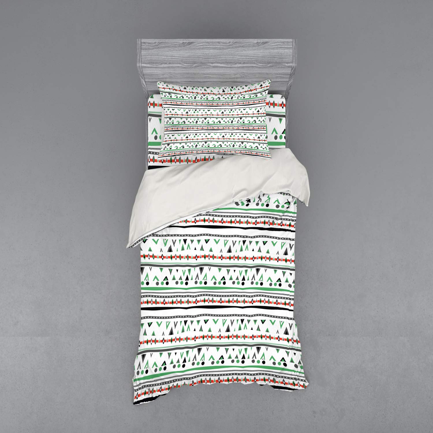 Ambesonne Tribal Duvet Cover Set - Traditional Aztec Pattern Bohemian Style 3-Piece Bedding with Sham & Fitted Sheet, Twin XL Size, Multicolor - Perfect for Boho Chic Bedrooms, Guest Rooms & Hippie-Themed Decor