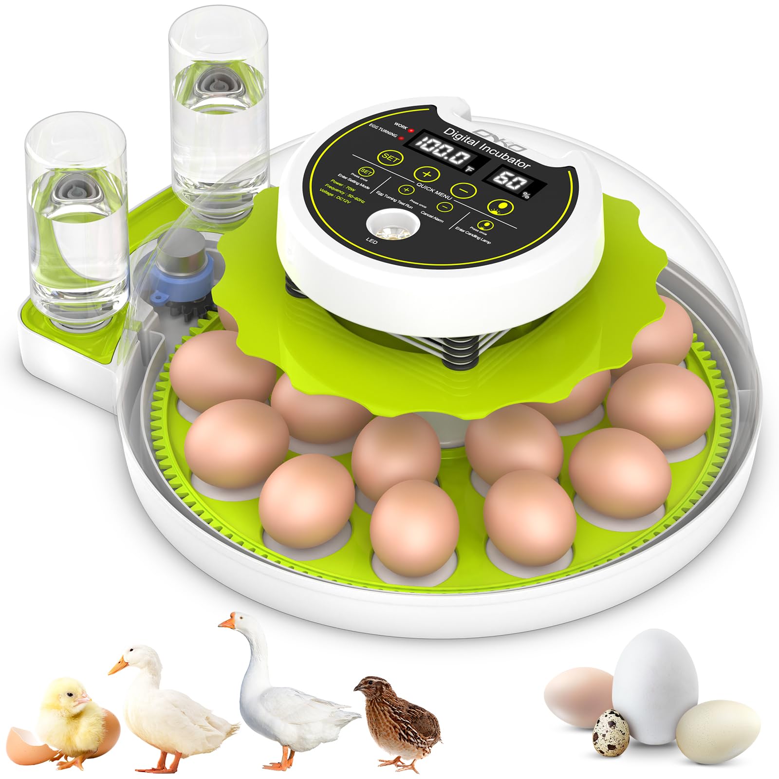 Automatic Egg Incubator with Humidity Control & Egg Turner - 18 Egg Capacity for Hatching Chickens, Quails, Ducks, Parrots & Geese - Perfect for Home Poultry Farming & Bird Breeding Projects