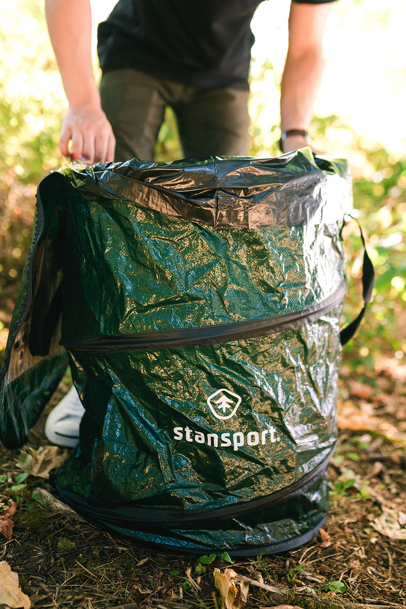Stansport Collapsible Campsite Carry-All & Trash Can - Portable Outdoor Gear for Camping, Picnics, Hiking & Beach Trips