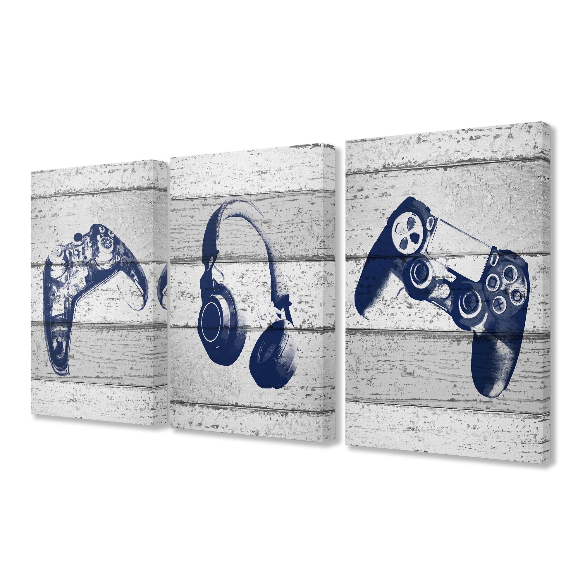 Stupell Video Gamer Trio Wall Art - 3-Piece Canvas Set with Controller & Headset Design (16