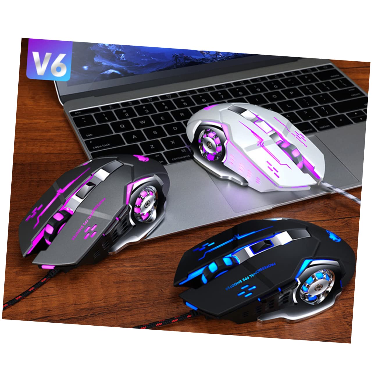 Gadpiparty 2 Pack Wired Gaming Mouse - USB Optical Computer Mouse with Ergonomic Design for PC, Laptop, Office & Gaming - V6 Mechanical Corded Mouse (Great for Work, Gaming & Everyday Use)