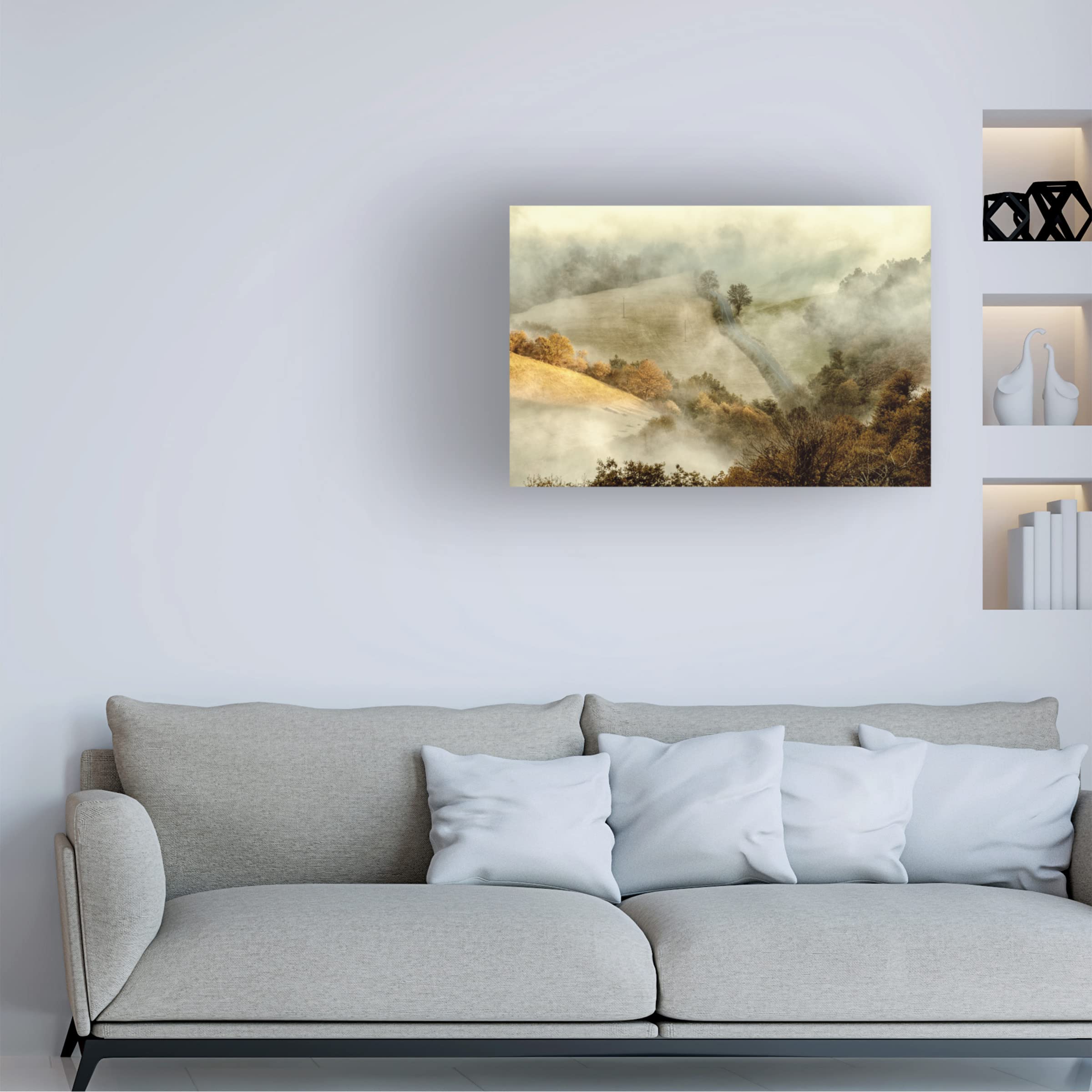 Trademark Fine Art 'Awakening Fields' Landscape Canvas Print by Lars Van de Goor - Stunning Nature Wall Decor for Living Room, Bedroom & Office