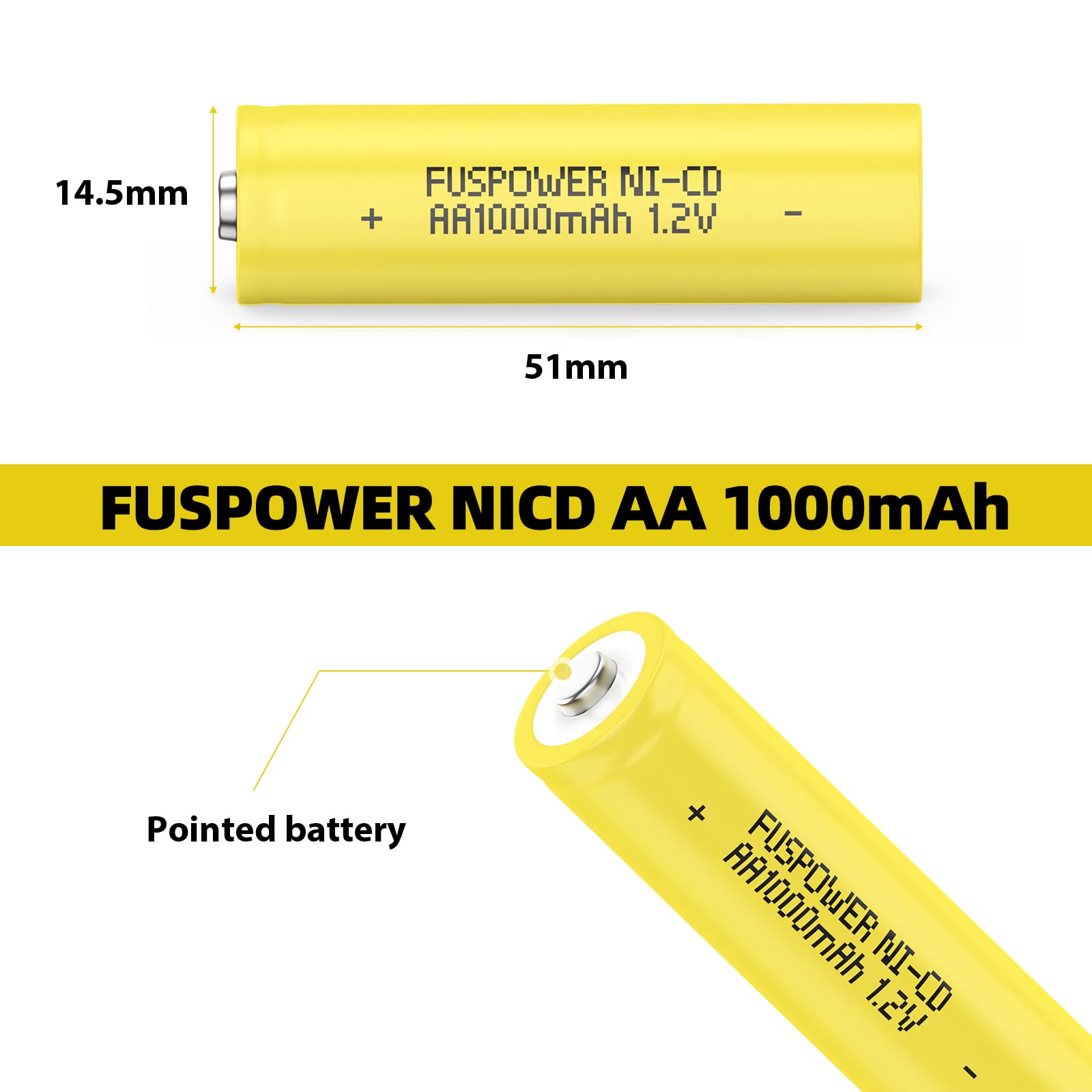 16-Pack Rechargeable AA NiCd Batteries 1000mAh 1.2V - Long Lasting Double A Size for Solar Lights, Security Cameras, Remote Controls - Perfect for Outdoor Use & Emergency Power Backup