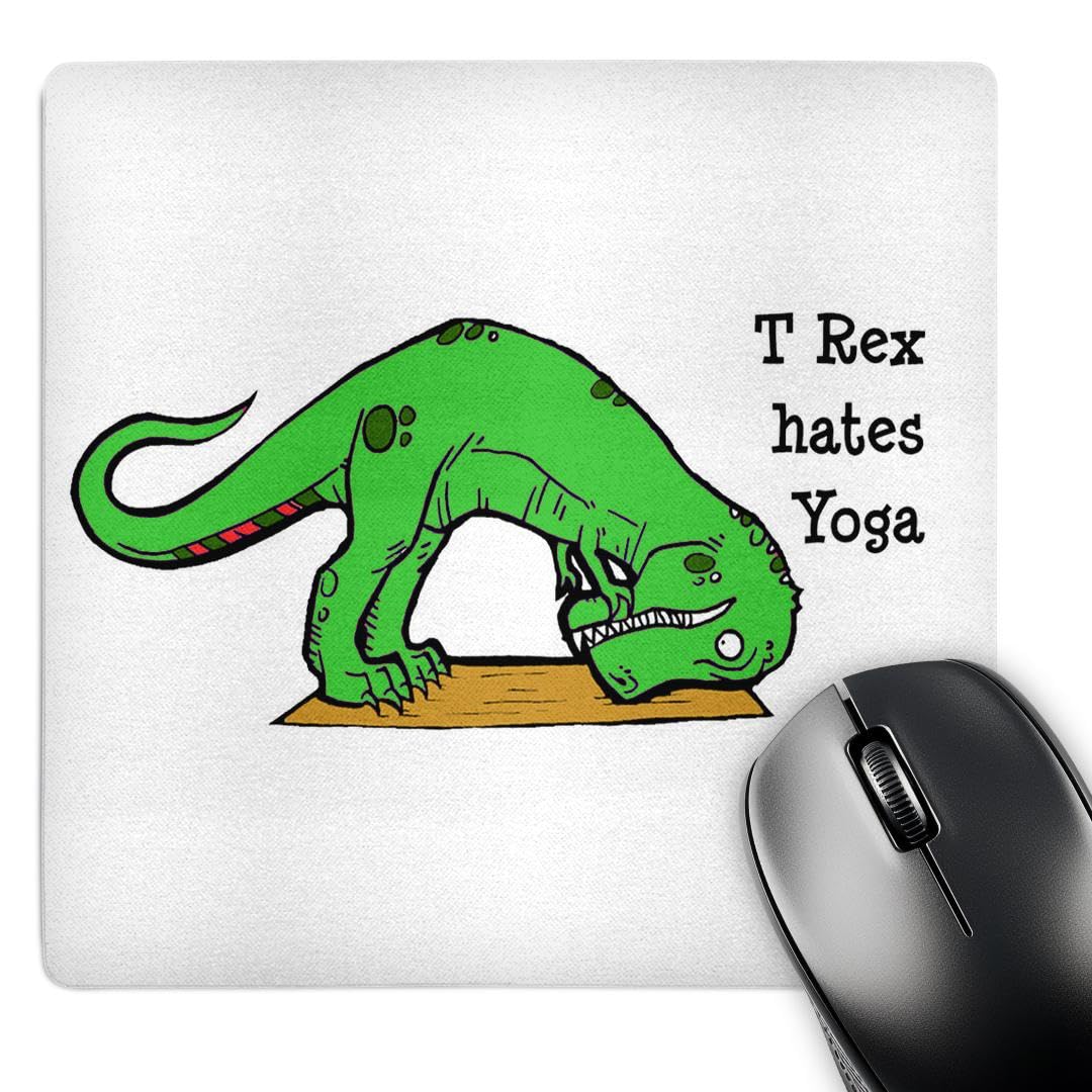 3D Rose Funny T-Rex Hates Yoga Mouse Pad - Non-Slip Rubber Base, Perfect for Office, Gaming & Home Computer Use