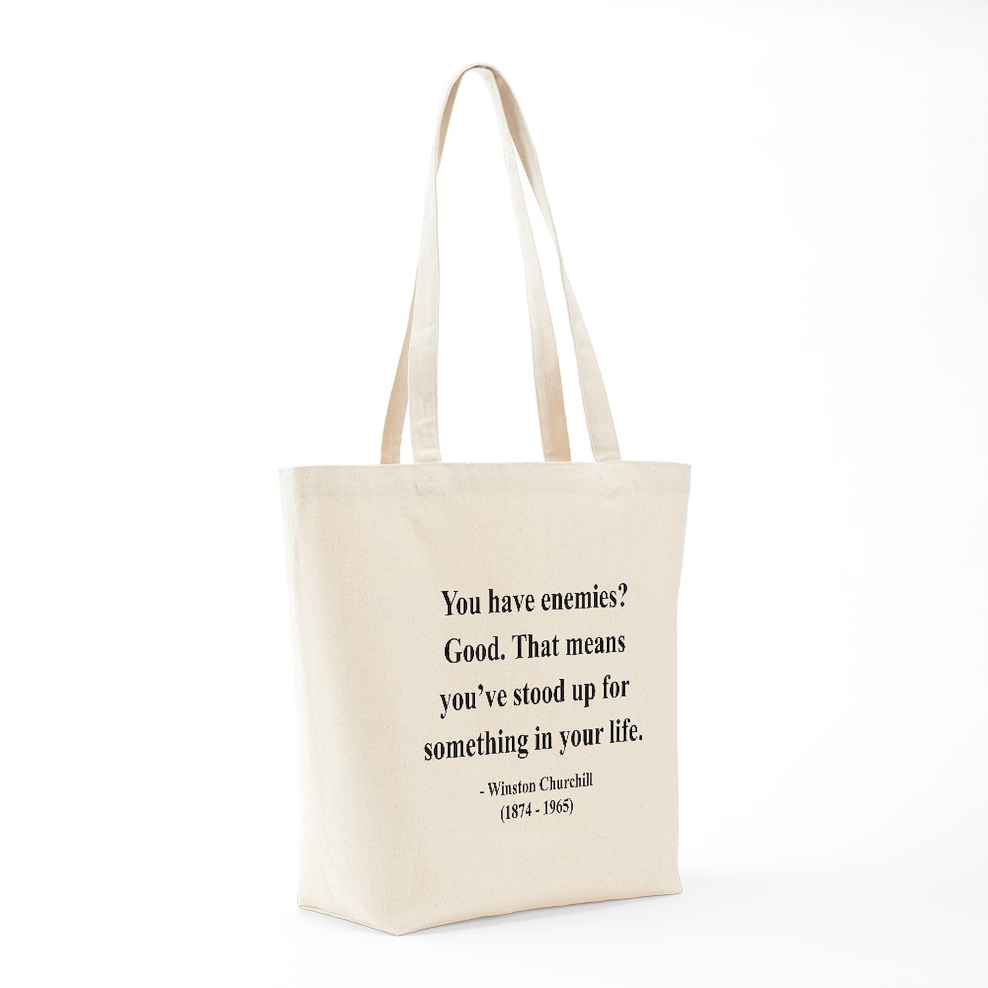 Winston Churchill 17 Tote Bag - Natural Canvas Reusable Shopping Bag for Groceries, Beach & Everyday Use | Eco-Friendly Cotton Tote with Quote
