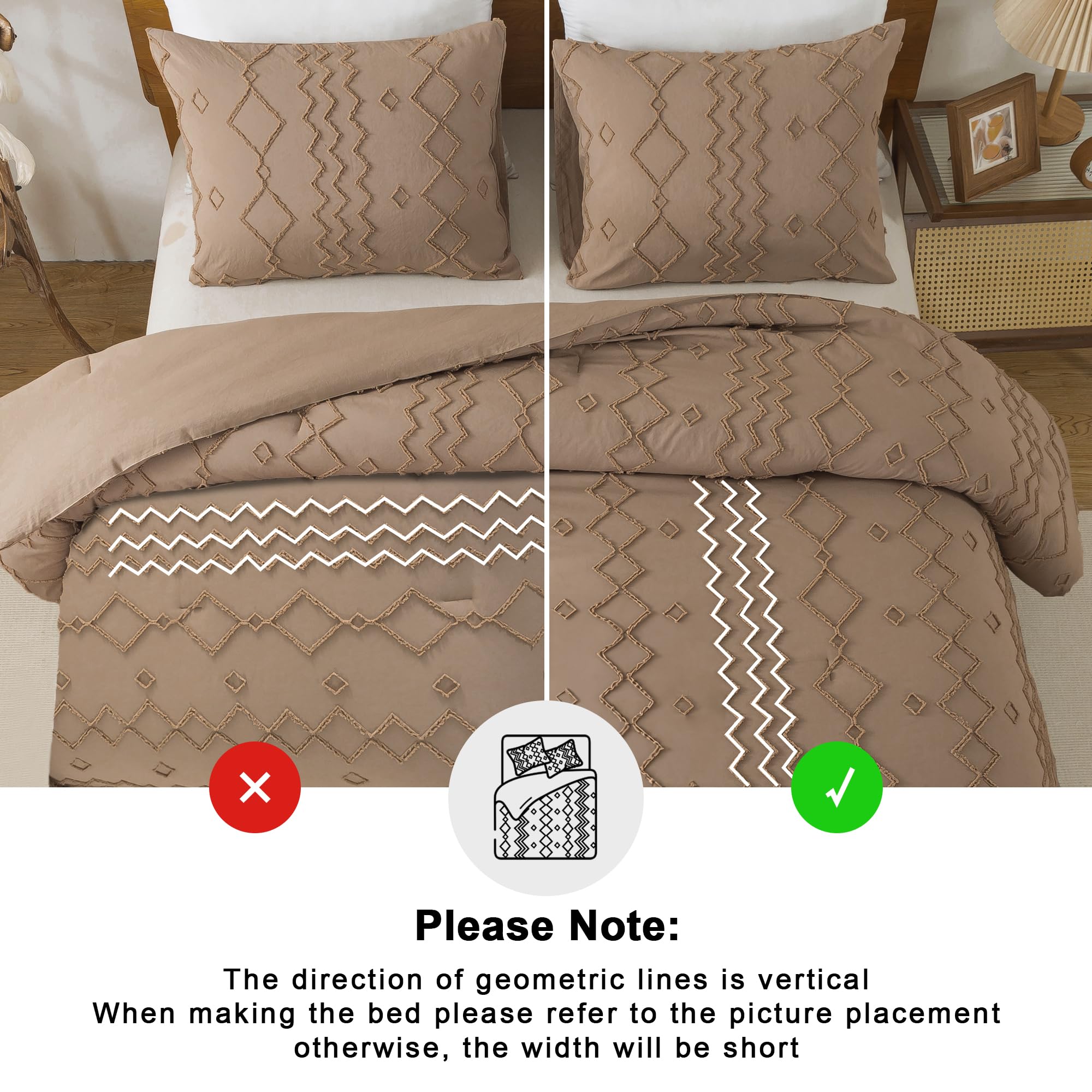 **Andency Taupe Tufted Comforter Set King (104x90 Inches) – 3-Piece Boho Farmhouse Bedding with Geometric Design, Soft Microfiber Down Alternative – Perfect for Cozy Bedrooms & Guest Rooms**