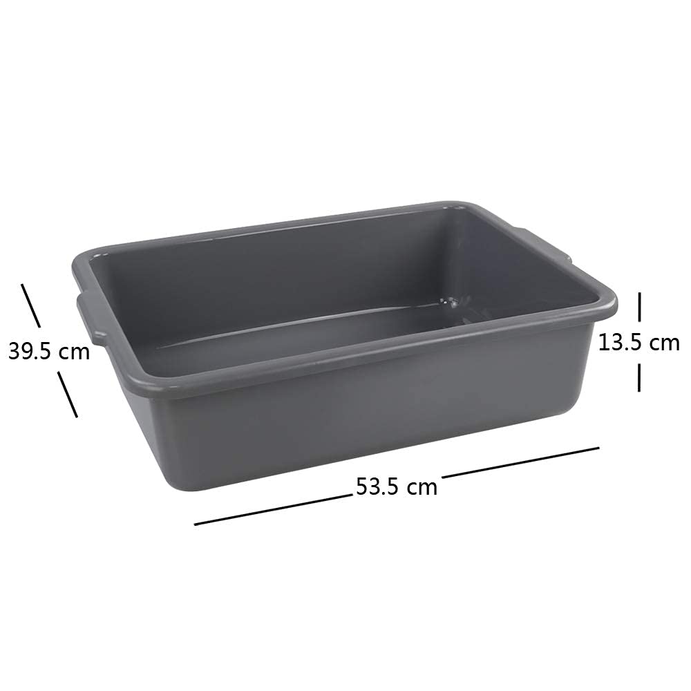 Kiddream 4-Pack 24 Quart Rectangle Bus Tubs - Durable Grey Plastic Commercial Food Storage Trays for Restaurants, Cafeterias & Kitchen Organization