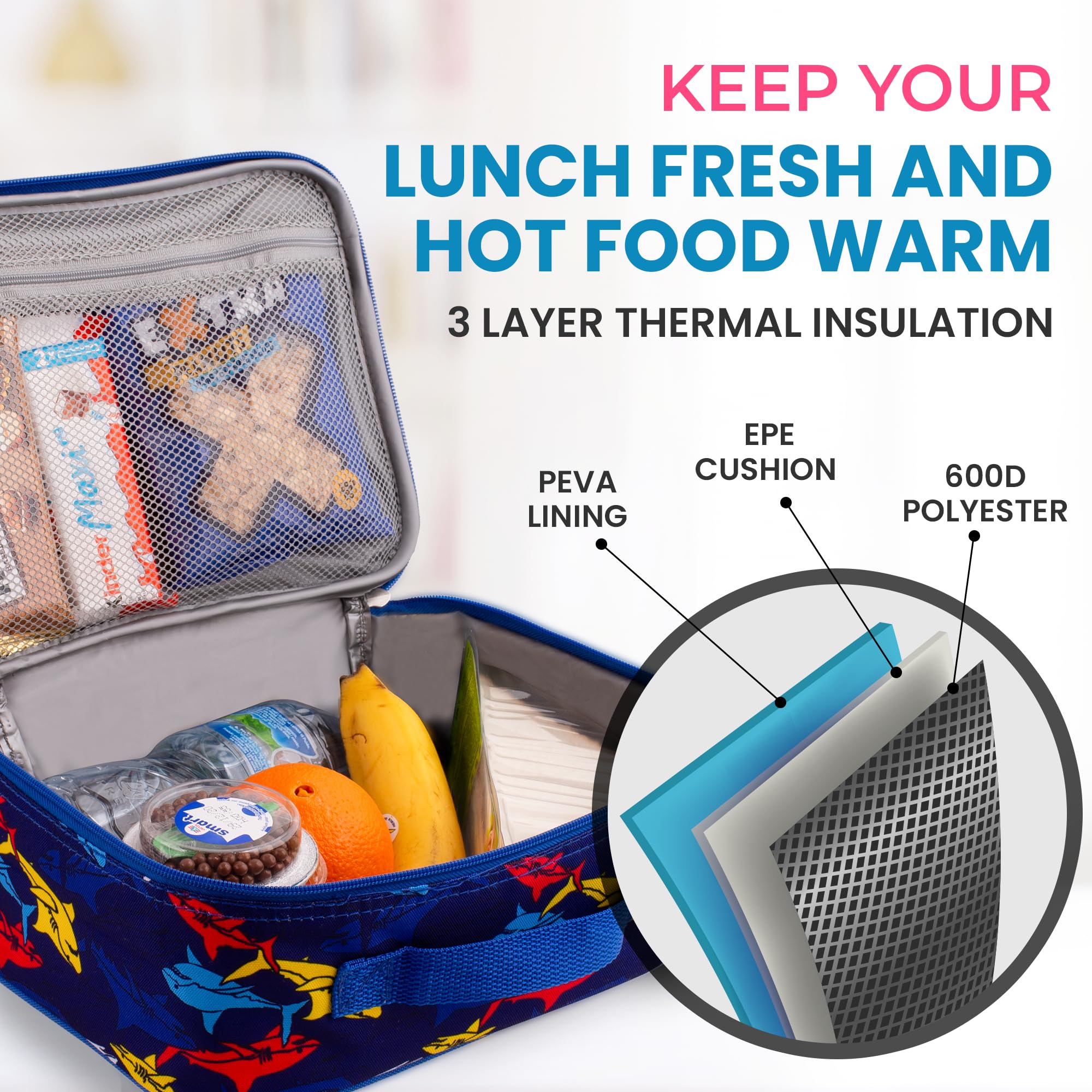 Zulay Premium Insulated Lunch Bag - BPA Free, Leak Proof & Thermal Insulation for Work, School & Picnics | Portable Cooler for Meals & Drinks