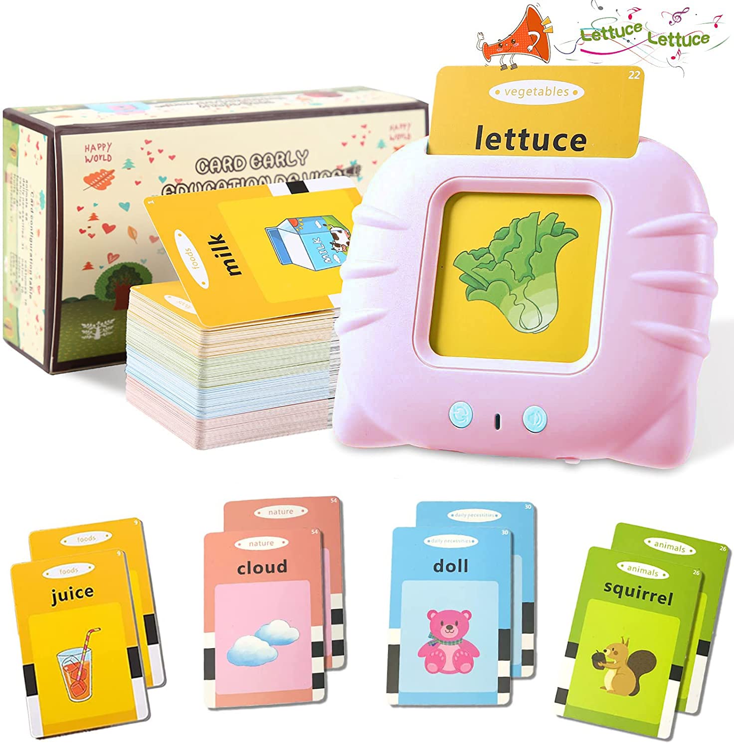 Qateisce Talking Flash Cards for Kids - 112PCS Audible Learning Toy for Toddlers 2-6 Years - Perfect for Preschool & Home Education