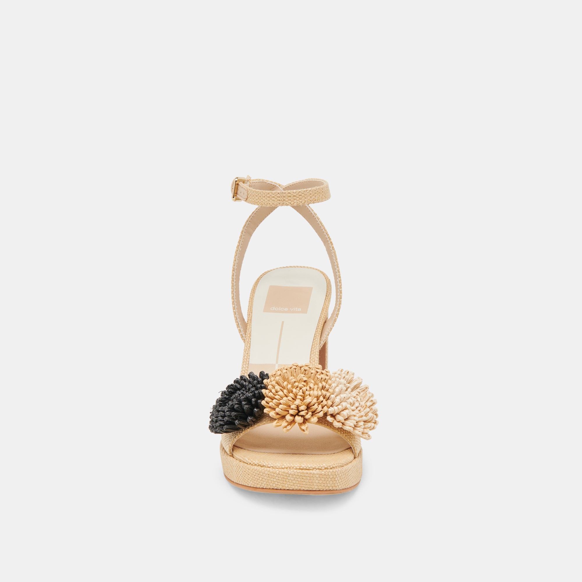 OLIVEA Women's Black Natural Raffia Heels - Comfortable & Stylish Summer Wedge Sandals for Beach, Party, and Casual Outings