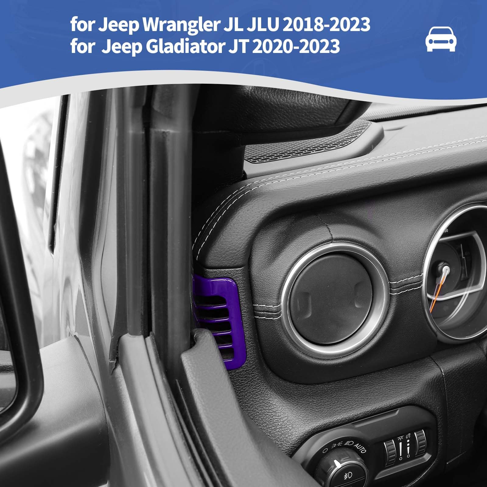 Jeep Wrangler JL JLU & Gladiator JT Dash Side Air Vent Trim Cover (2018-2023) - Purple Interior Accessories (2-Piece Set) | AC Vent Decoration & Customization for Off-Road Adventures