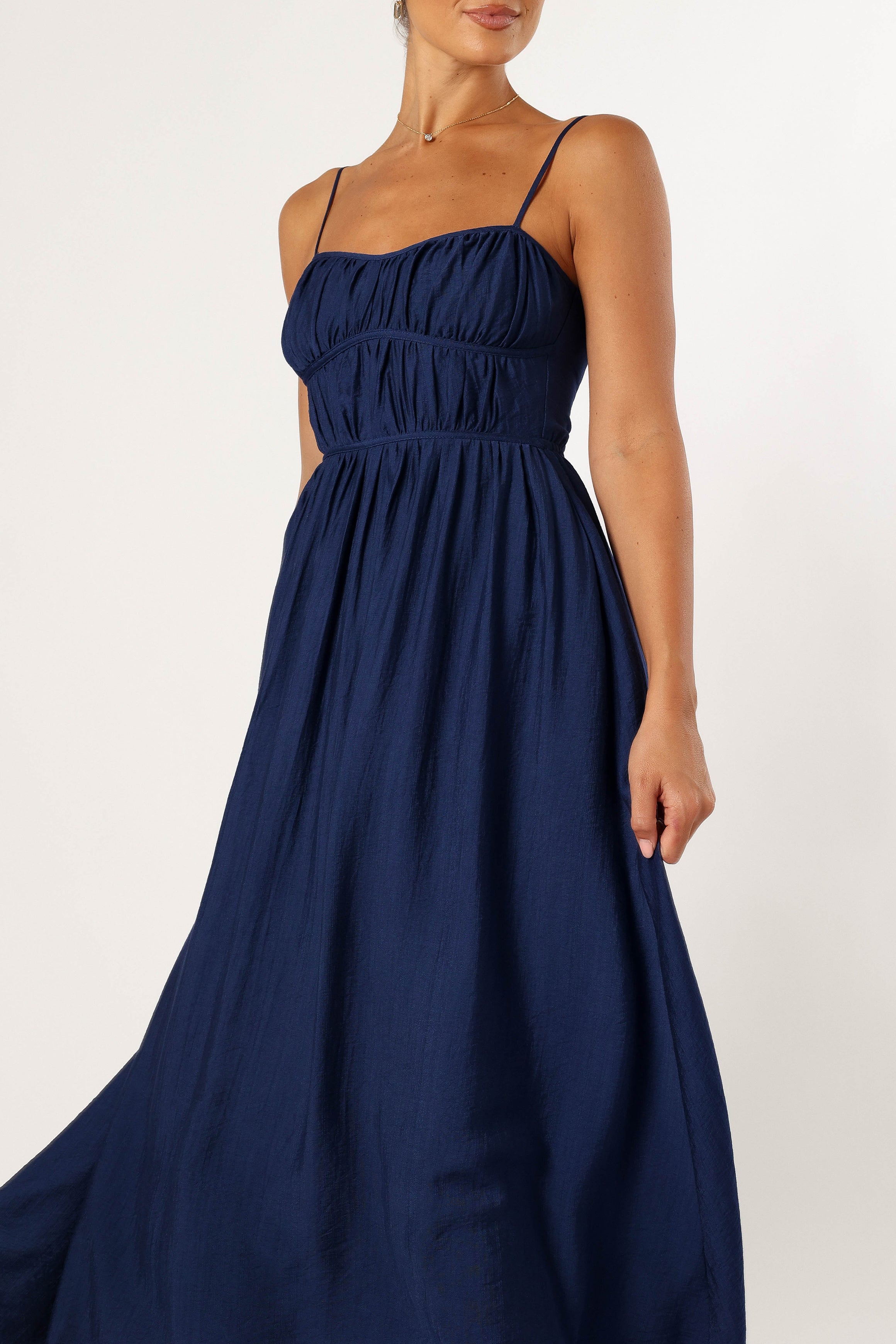 Kelani Luxi Midi Dress for Women - Navy Blue Flowy Summer Dress with Pockets | Casual & Wedding Guest Outfit