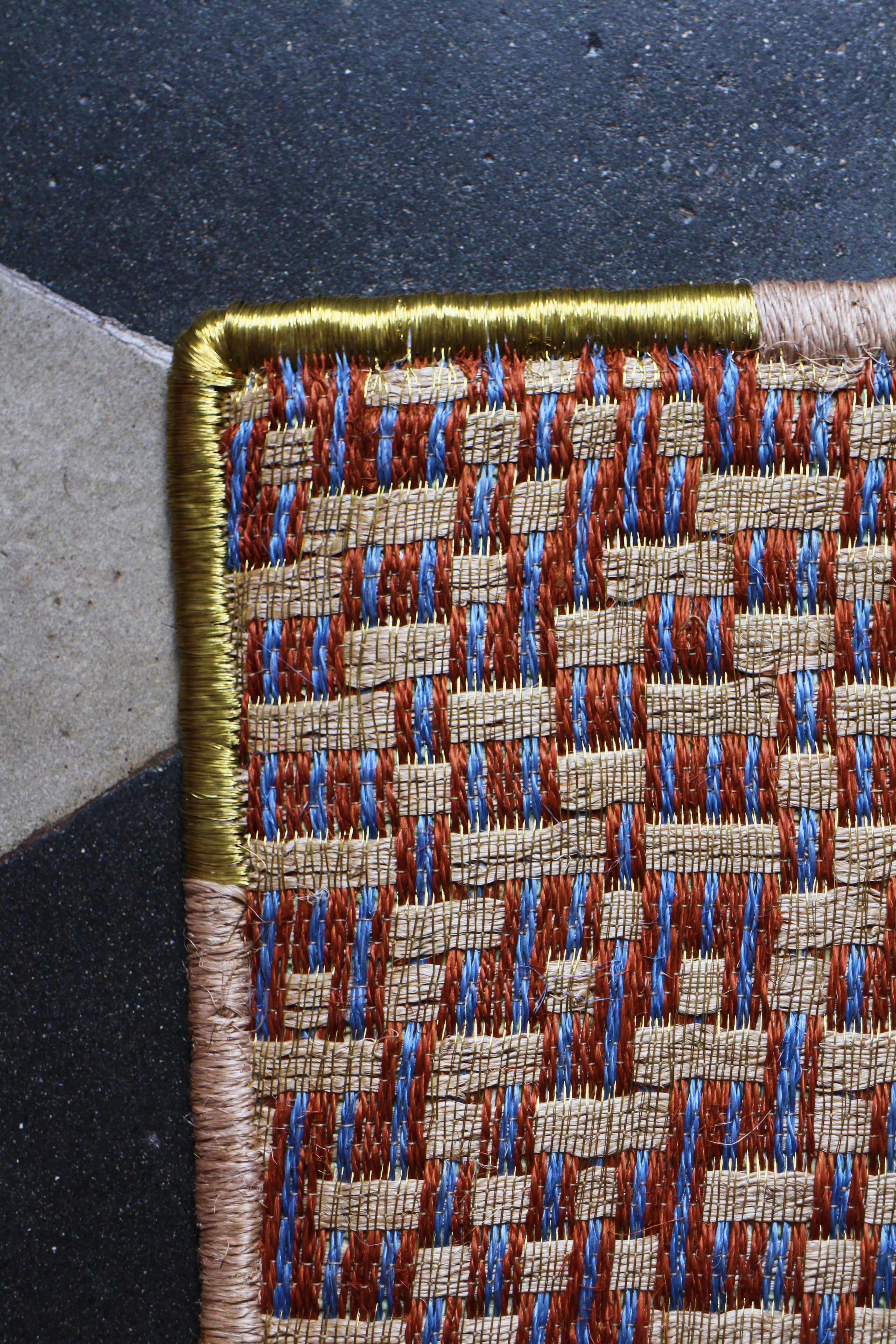 Natural Terracotta Steel Blue Pure Brass Corralito - Handcrafted Home Decor for Living Room, Bedroom & Office