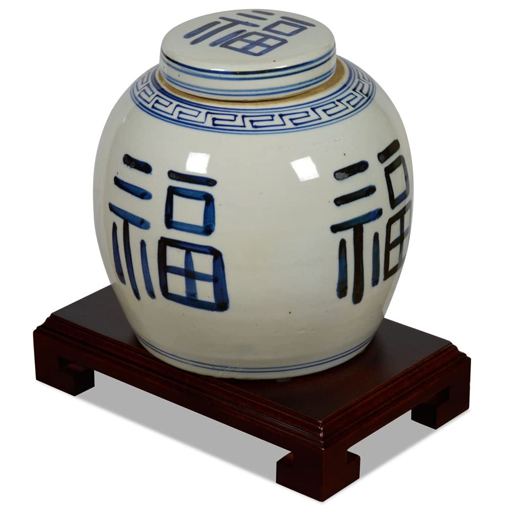 Antique Chinese Blue and White Porcelain Jar - Handcrafted Feng Shui Decor for Home & Office | Perfect for Living Room, Study, or Gift