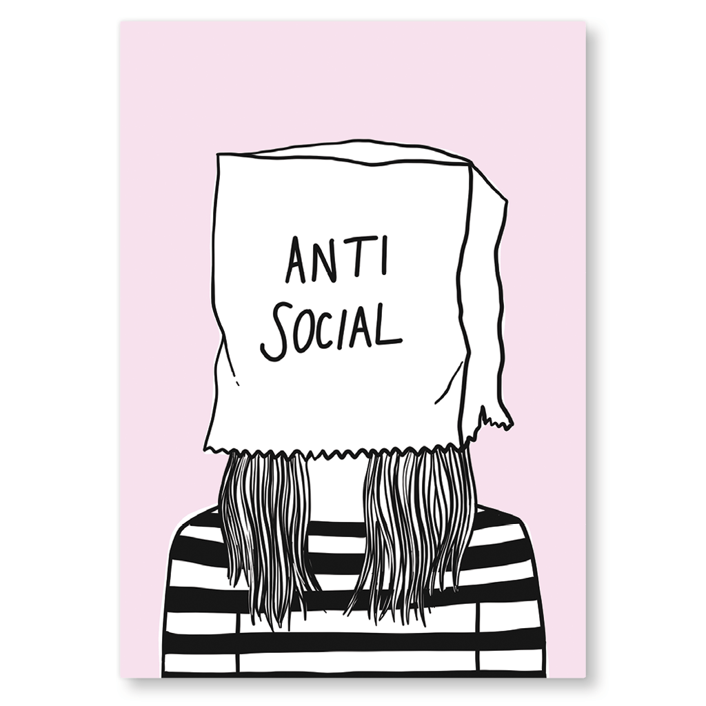Anti Social Postcard - Unique Vintage Postcards for Collectors & Decor | Perfect for Home Decor, Gifts & Scrapbooking