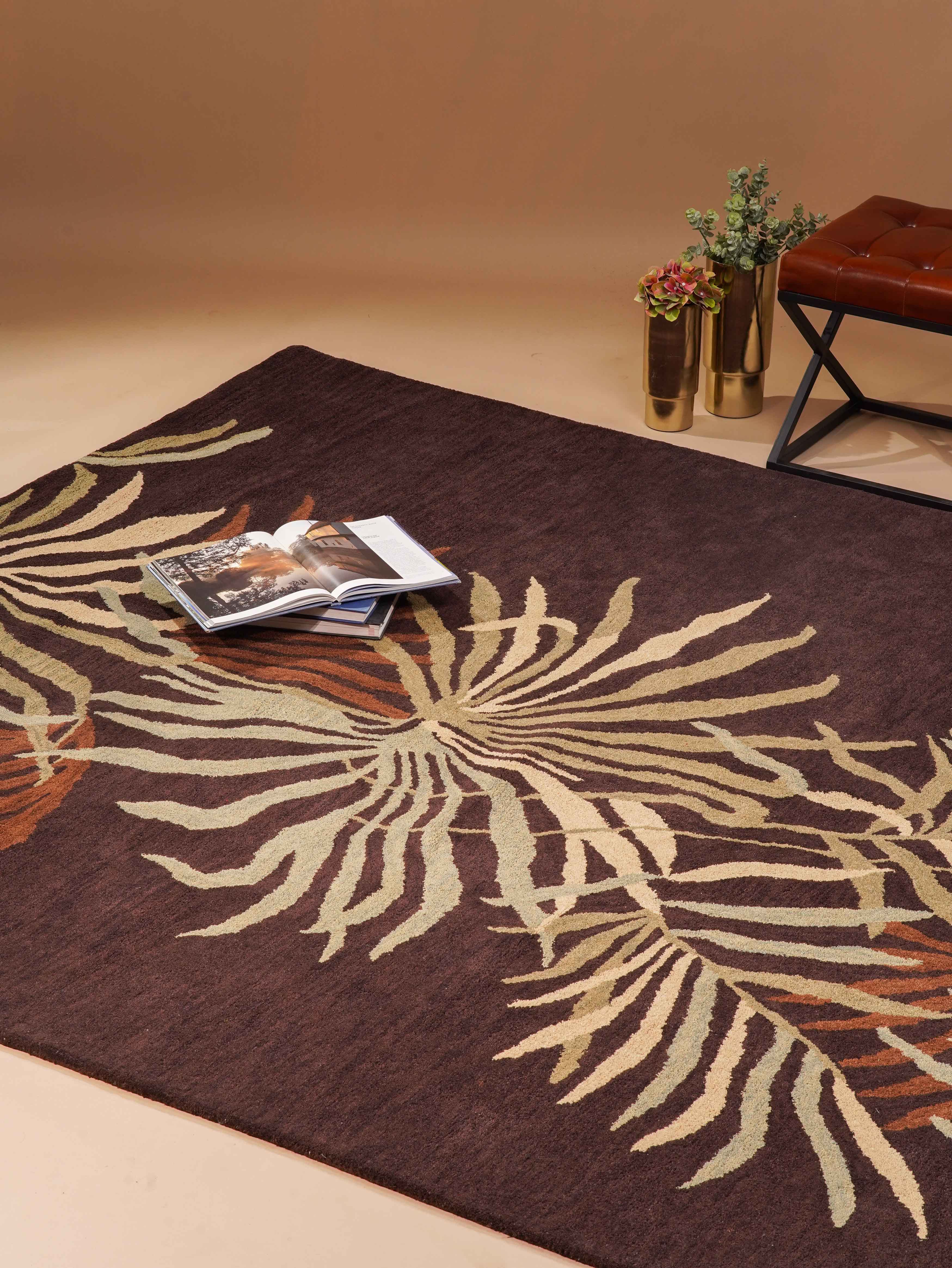 Bougainvillea Hand Tufted Rug - Soft Bohemian Area Rug for Living Room, Bedroom, Nursery - Non-Slip Floral Design Home Decor