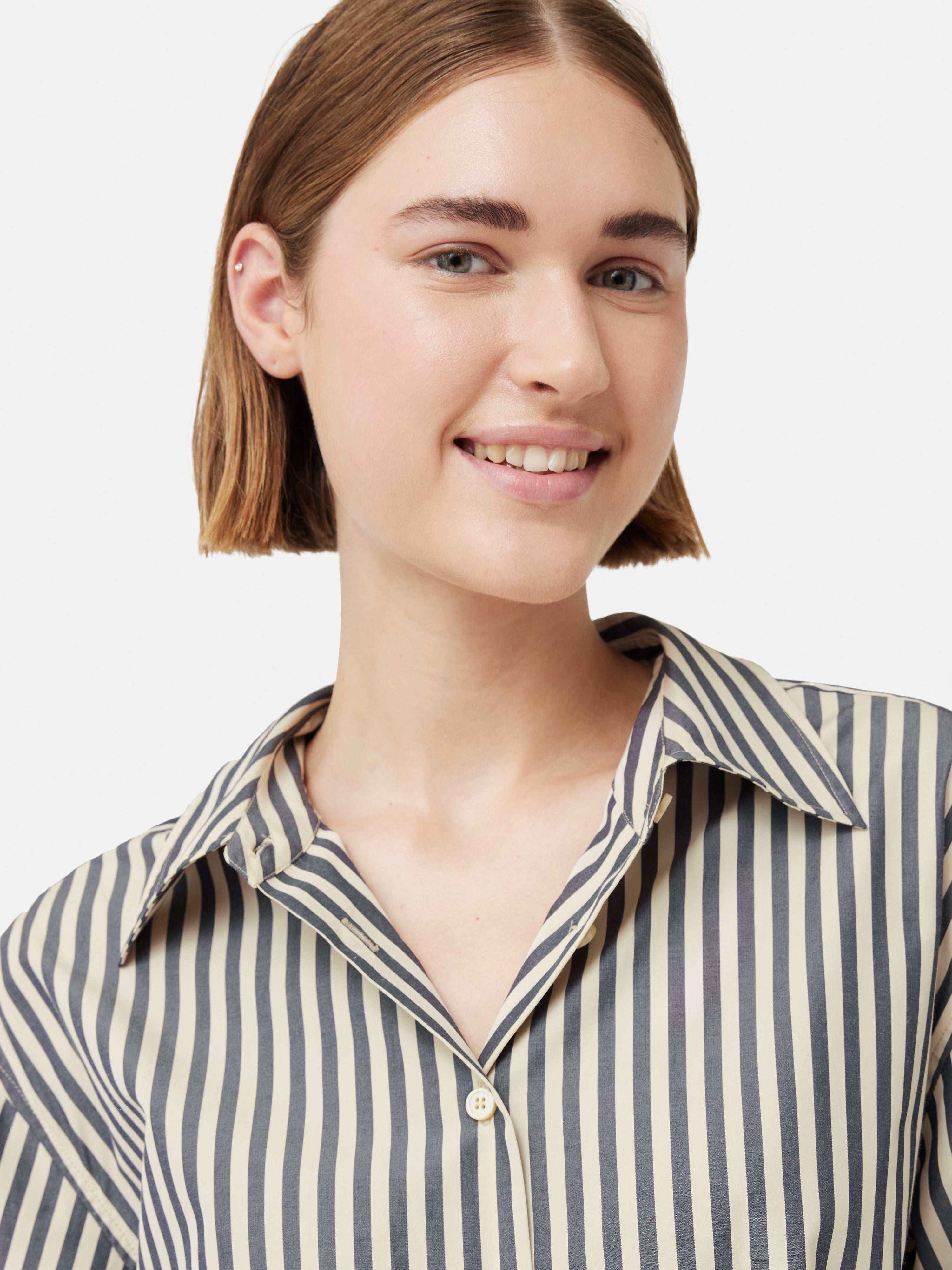Premium Cotton Poplin Striped Shirt for Men & Women - Classic Cream Color | Office Wear, Casual Outfits & Summer Fashion