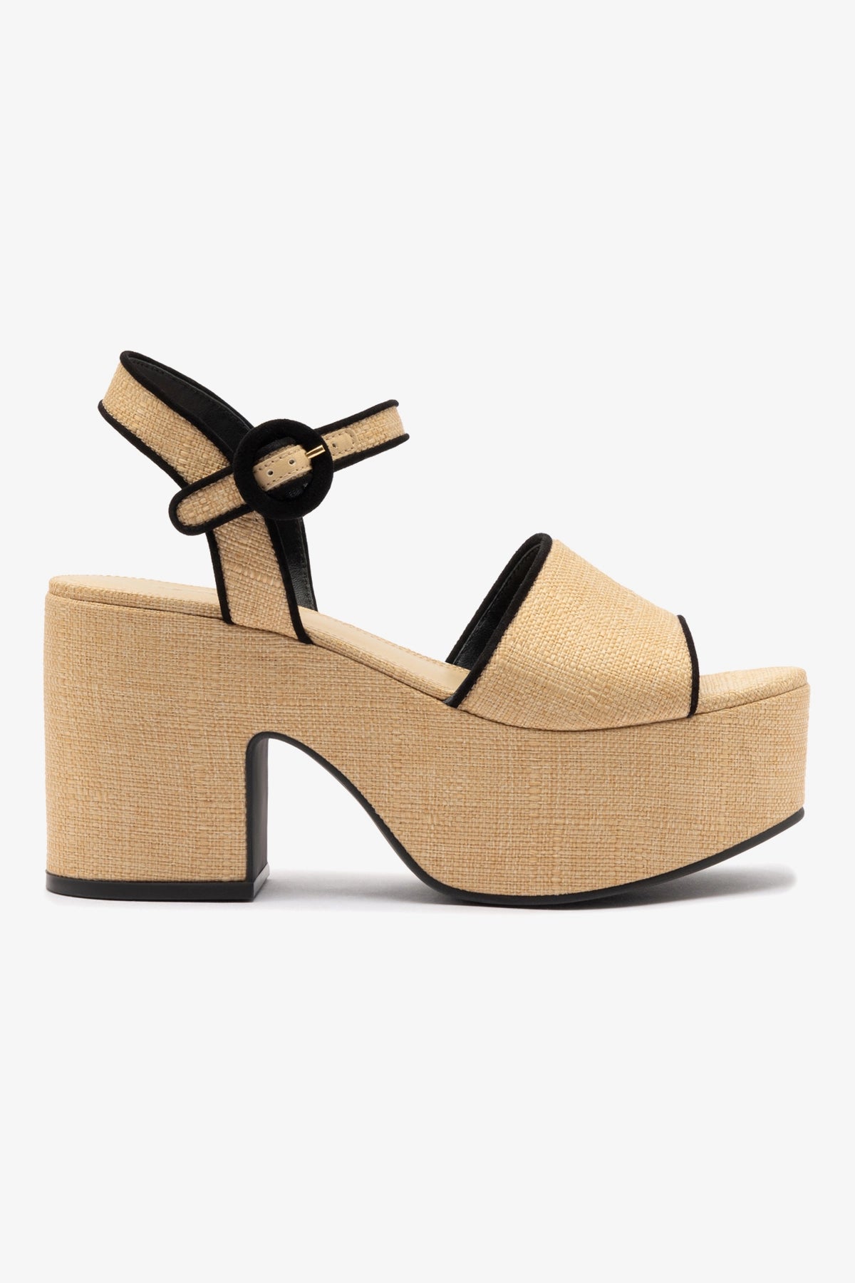 Stylish Miso Sandal in Beige Raffia with Black Trimming - Perfect for Beach Vacations, Summer Outings & Boho Fashion