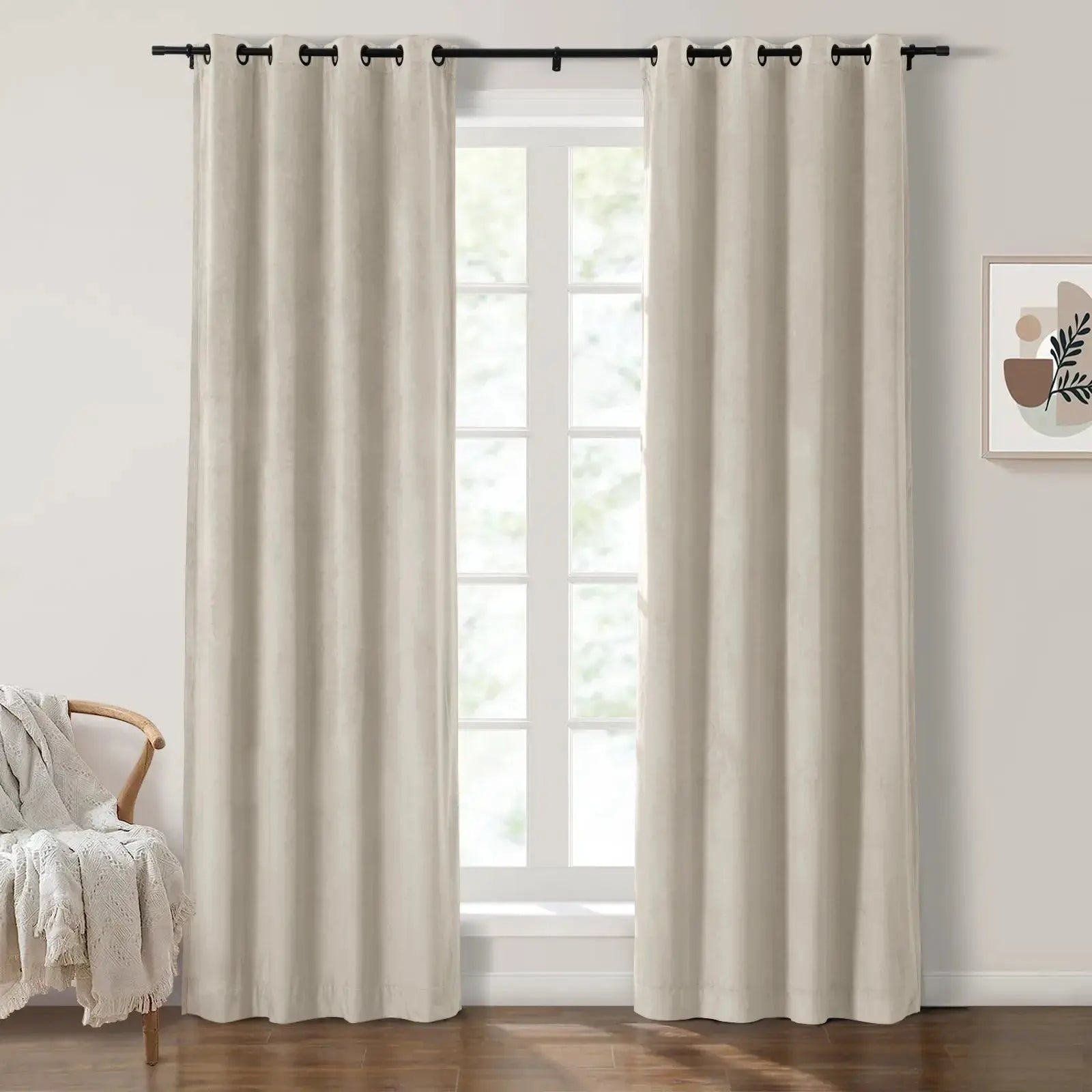 Luxury Velvet Grommet Curtains for Living Room & Bedroom - Blackout Thermal Insulated Drapes - Birkin Style Elegant Window Treatments for Home Decor