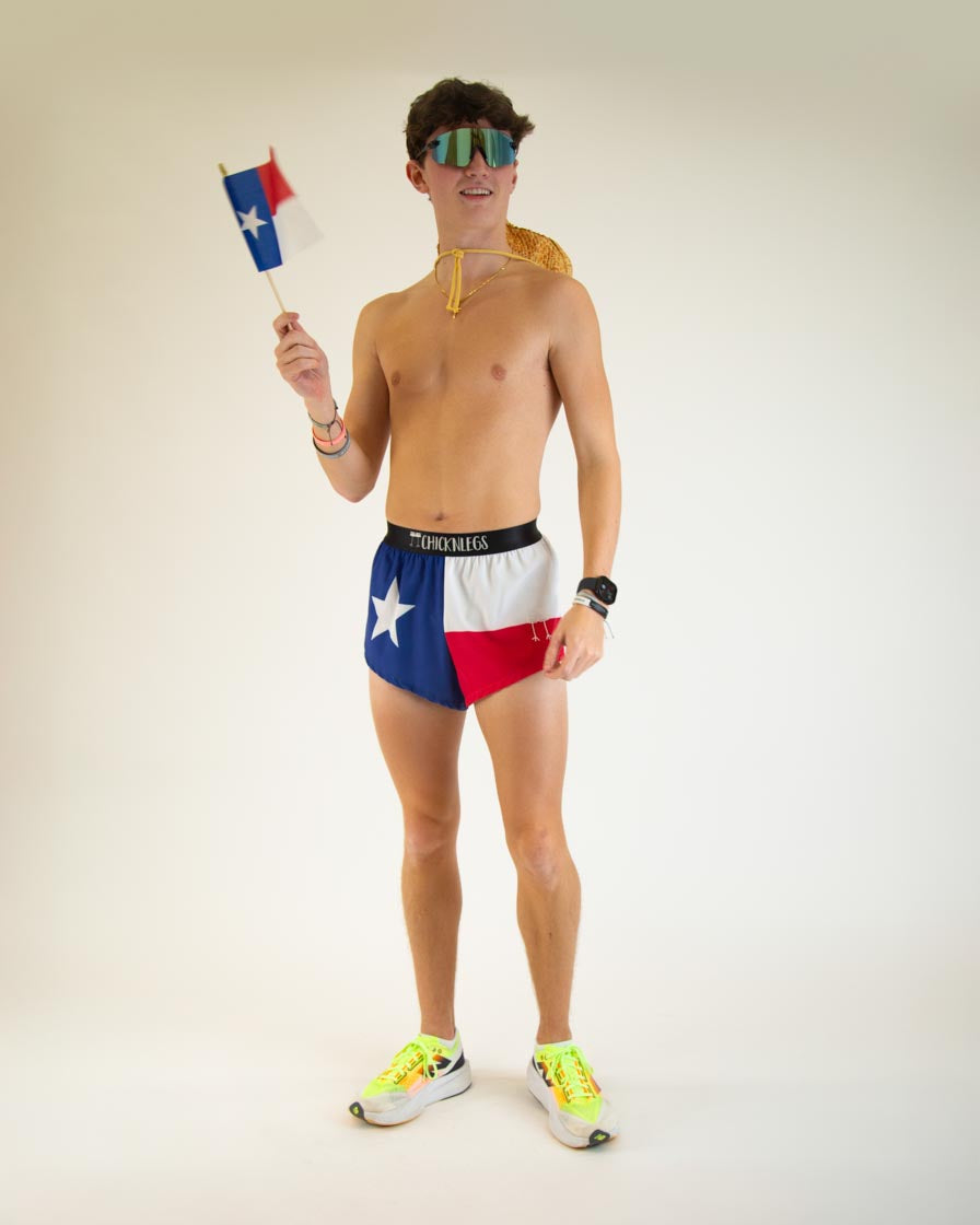 Texas Flag Split Shorts for Men - Comfortable & Stylish 2-Piece Workout Shorts - Perfect for Gym, Running & Outdoor Activities