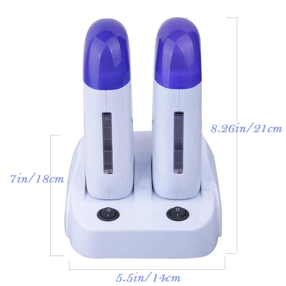 Nynelly Portable Double Roll-On Wax Warmer with Heater Base - Hair Removal for Women & Men - Legs, Armpits, Bikini Line - At-Home Salon Waxing for Smooth Skin